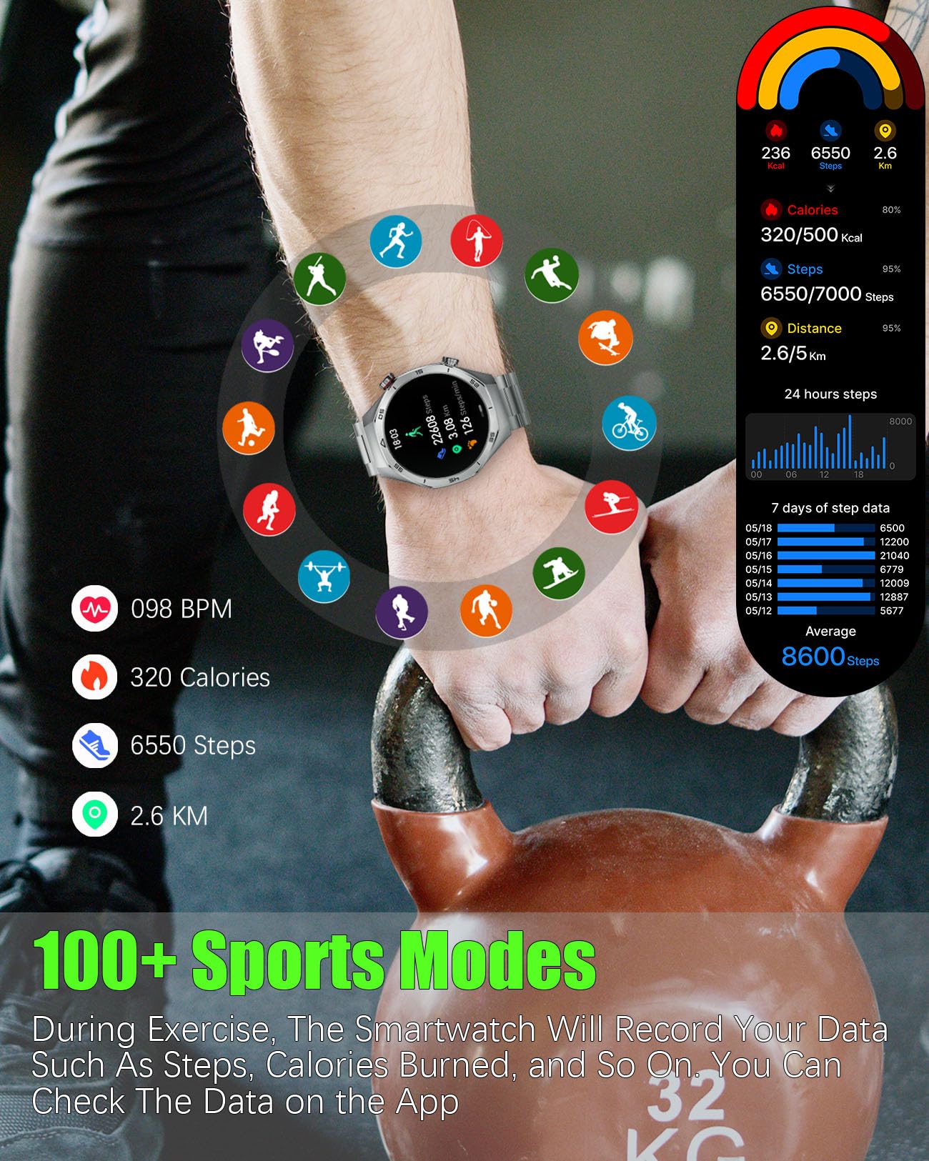 Mens Smart Watch 1.52 Hd Touch Screen Sports Fitness Tracker With Bluetooth Calls Ip67 Waterproof Smartwatch For Men 24/7 Heart