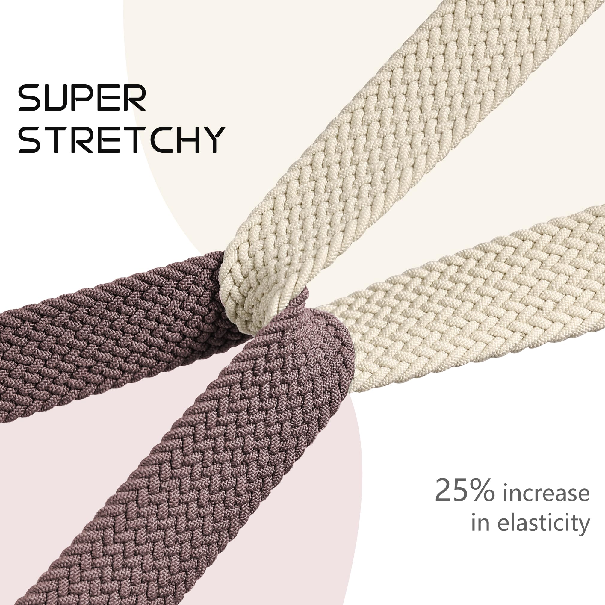 Sunnyson 2 Pack Braided Elastic Band Compatible With Mindrose H80 1.47 Inch Smart Watch,Adjustable Loop Soft Elastic Replacement