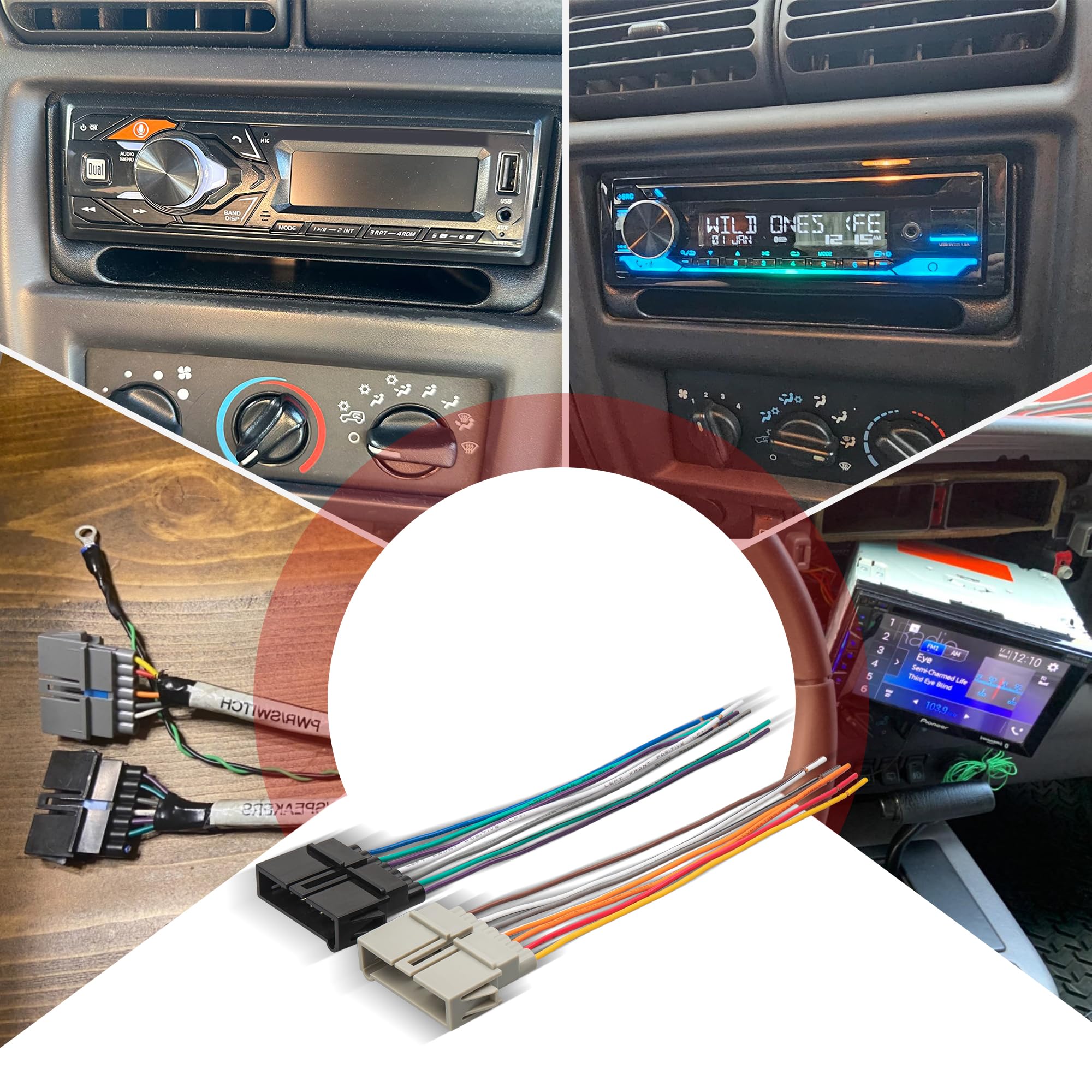 Red Wolf Car Radio Wire Harness Replacement For Jeep Cherokee 1997 2001, 1999 Chrysler 300M 1999 2001, Dodge Neon 1995 2001 Install Aftermarket Stereo Wiring Cable Connector Adapter Plug