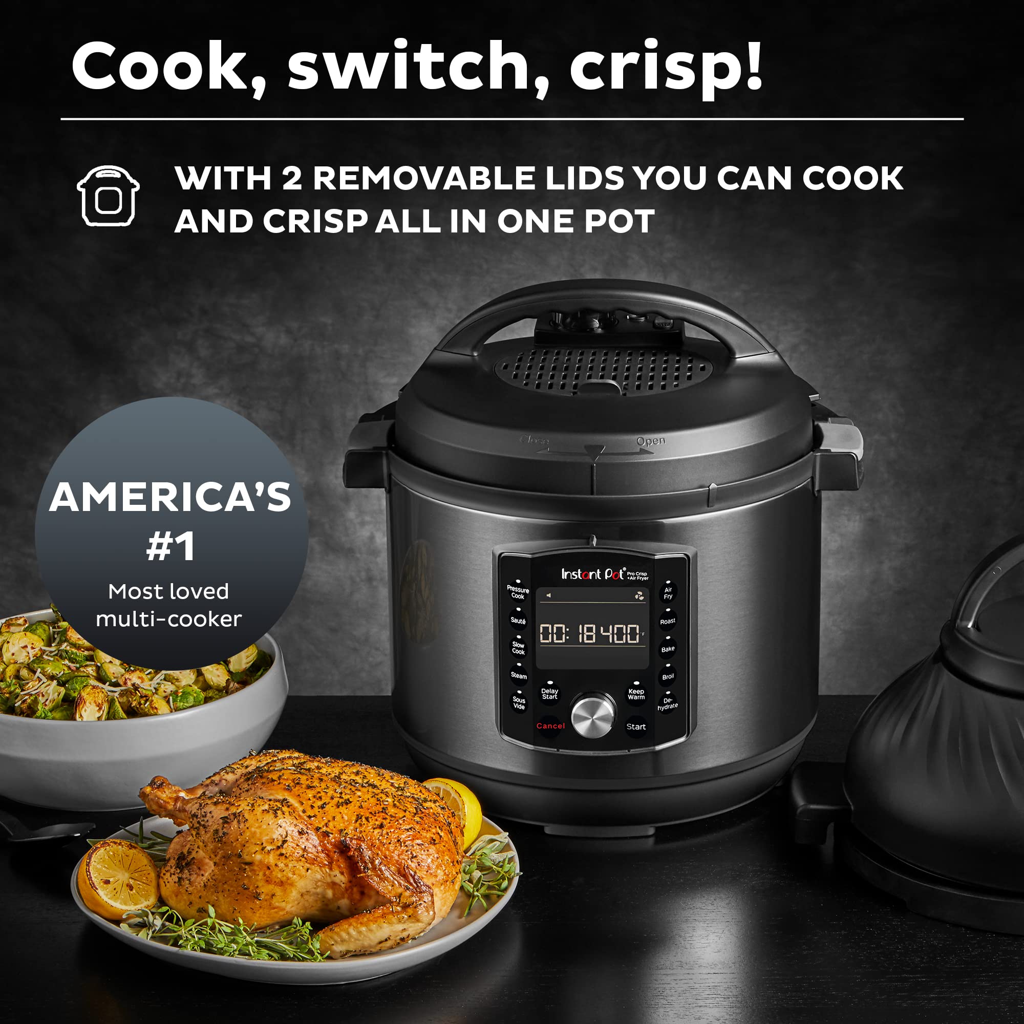 Instant Pot Pro Crisp 11 In 1 Air Fryer And Electric Pressure Cooker Combo With Multicooker Lids That Air Fries, Steams, Slow Cooks, Saut�s, Dehydrates, & More, Free App With Over 800 Recipes, 8 Quart