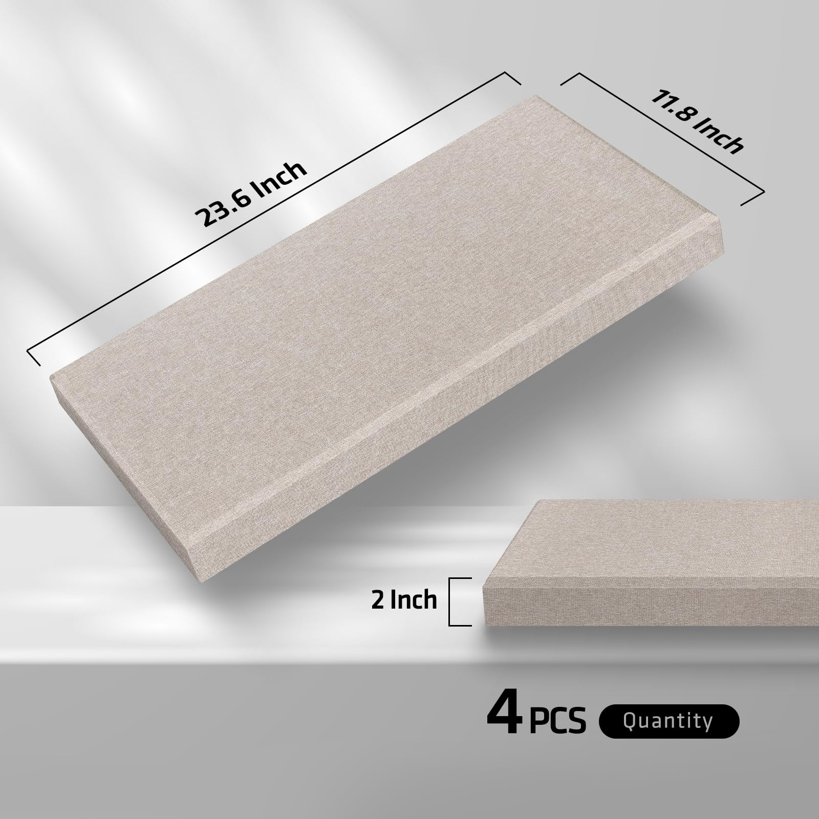 Umiacoustics 4 Pcs Acoustic Panels, 2 Thick 23.6'' X 11.8'' Fiberglass Sound Wall Panels, Self Adhesive Sound Absorbing Panels F