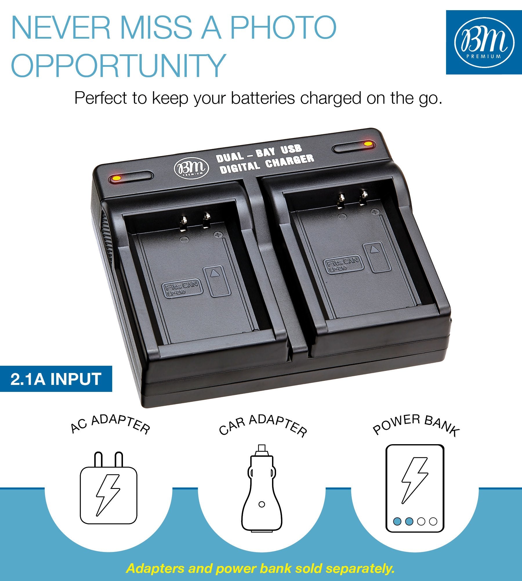 BM Premium Pack of 2 LP E10 Batteries and USB Dual Battery Charger Kit for Canon EOS Rebel T3, T5, T6, T7, T100, Kiss X50, Kiss X70, EOS 1100D, EOS 1200D, EOS 1300D, EOS 2000D, EOS 4000D Cameras
