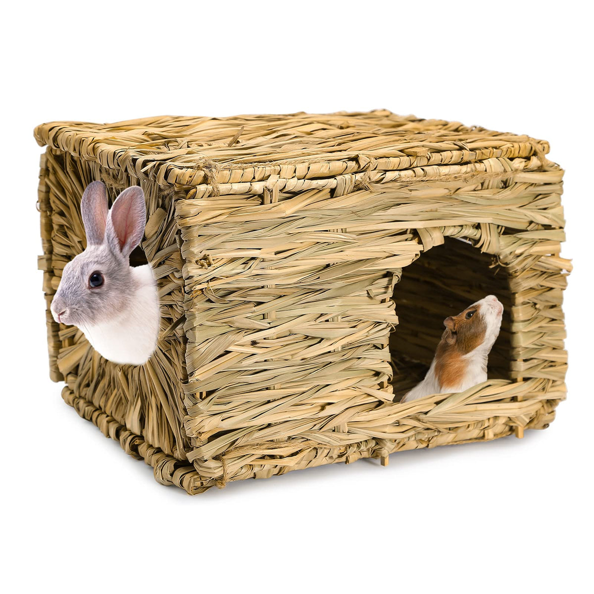 Pstardmoon Bunny Grass House Hand Made Edible Natural Grass Hideaway Comfortable Playhouse For Rabbits, Guinea Pigs And Small An