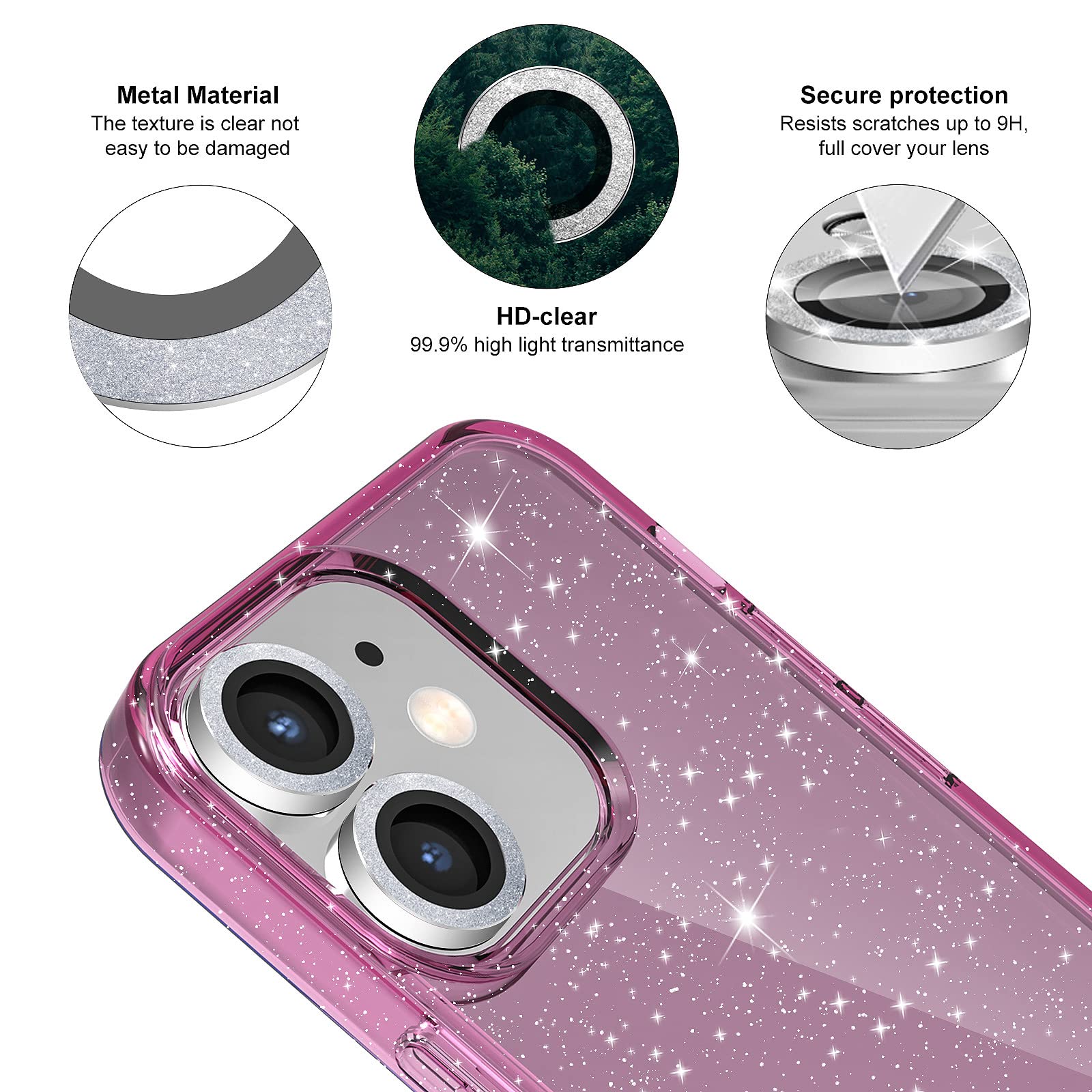 Jasmeas Design For Iphone 11 Case Glitter, With [2 Pack] Screen Protector & [2 Pack] Camera Lens Protector Sparkle Pc Hard Soft