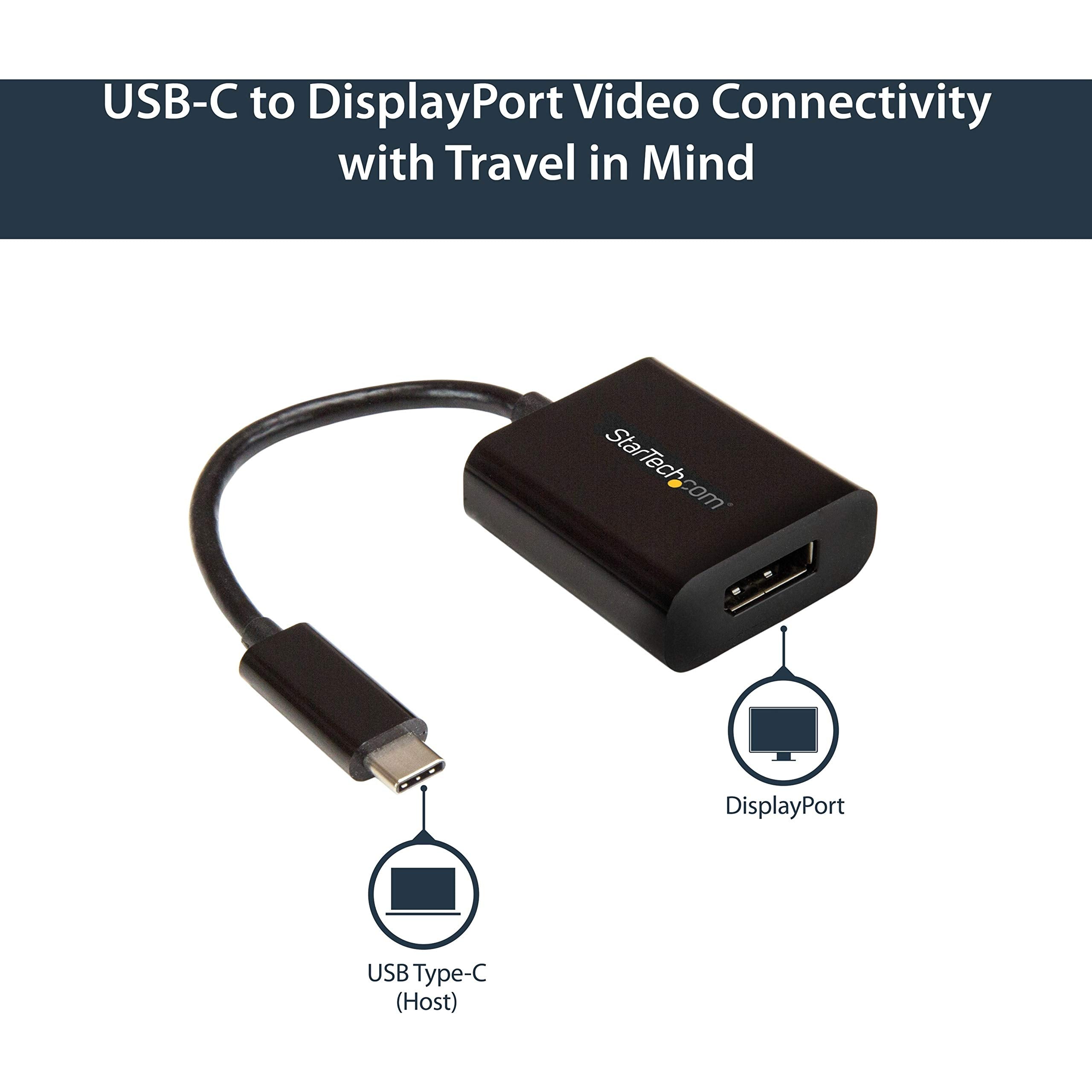 Startech.Com Usb C To Displayport Adapter - 4K 60Hz/8K 30Hz, Dp 1.4 Hbr2 Dongle, Compact Usb-C (Dp Alt Mode) Monitor Video Conve