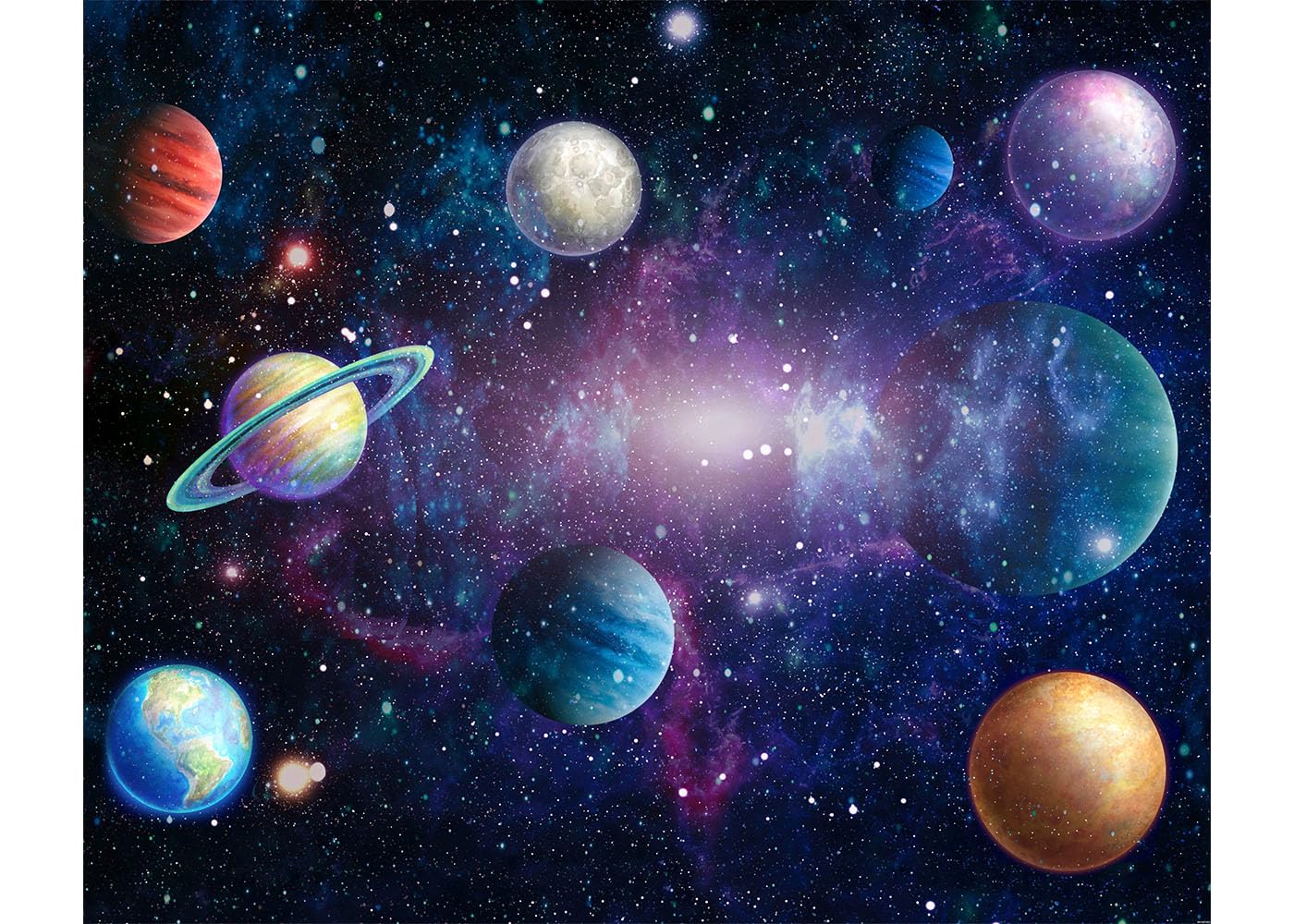 Ladvis Outer Space Backdrop Starry Galaxy Banner For Baby Boys Girls Planet Theme Birthday Party, 118''X95.6'' Nebula Photograph