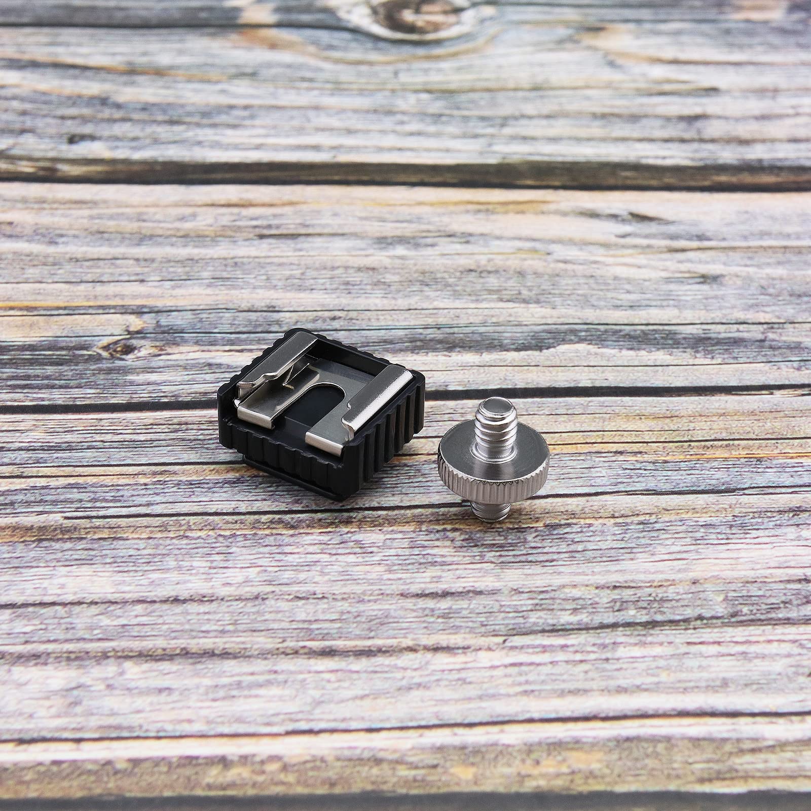 Micro Traders 2Pcs Flash Hot Shoe Mount Adapter To 1/4 Thread Hole With 1/4'' 20 Male To 1/4'' 20 Male Tripod Screw Adapter Comp