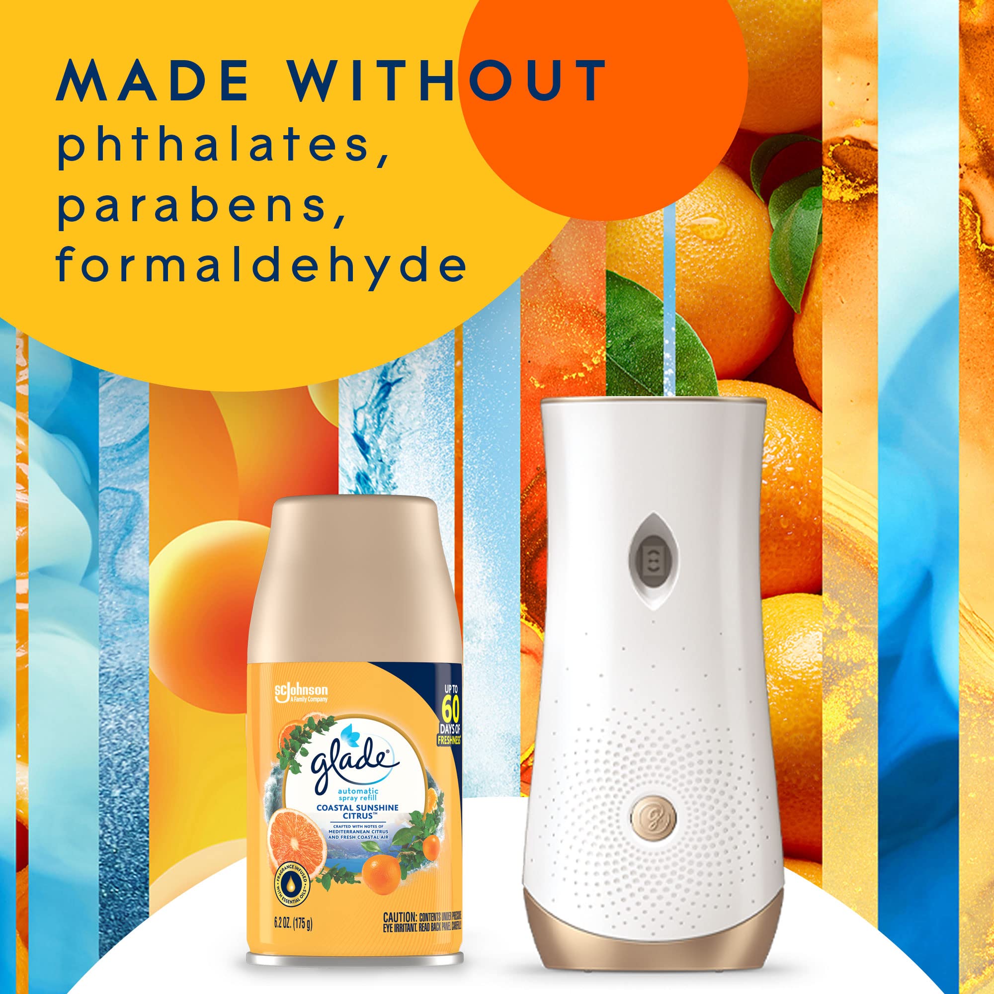 Glade Automatic Spray Refills, Air Freshener, Coastal Sunshine Citrus, 6.2 Oz, 2 Count