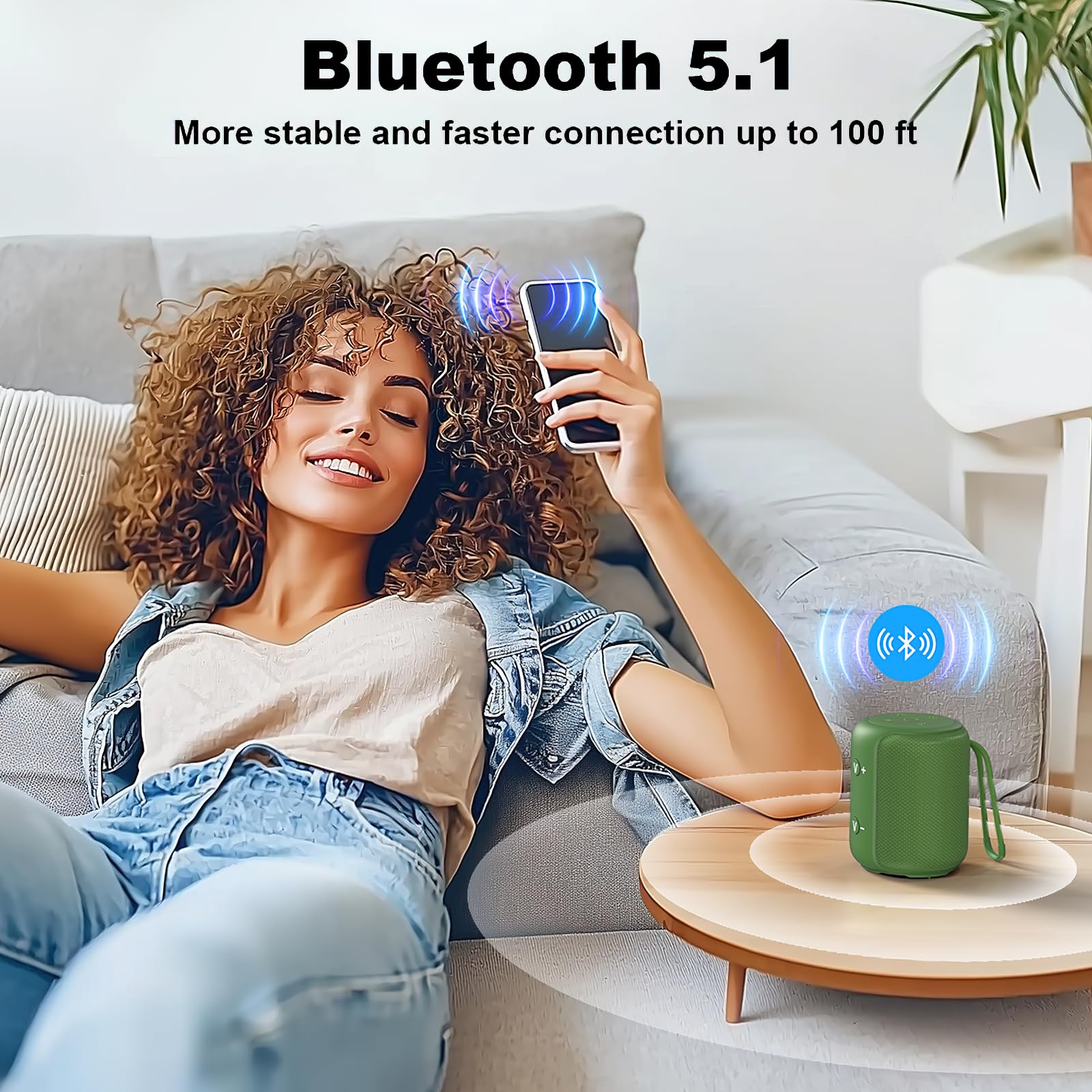 Bobtot Portable Speaker Bluetooth, Ipx6 Shower Speaker Waterproof, 15H Playing Time, Loud And Stereo Sound With Bass, Dual Pairi