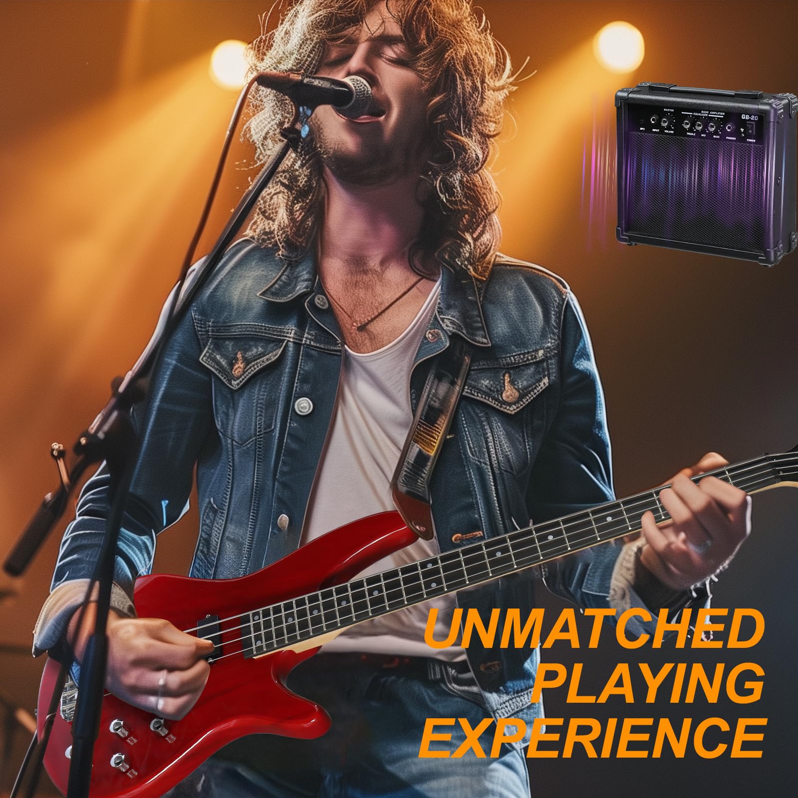 Ktaxon Electric Bass Guitar 4 String Bass Guitar With 20 Watt Amplifier, Pj Type Pickup, Naturally Air Dried Maple Neck, Rosewoo