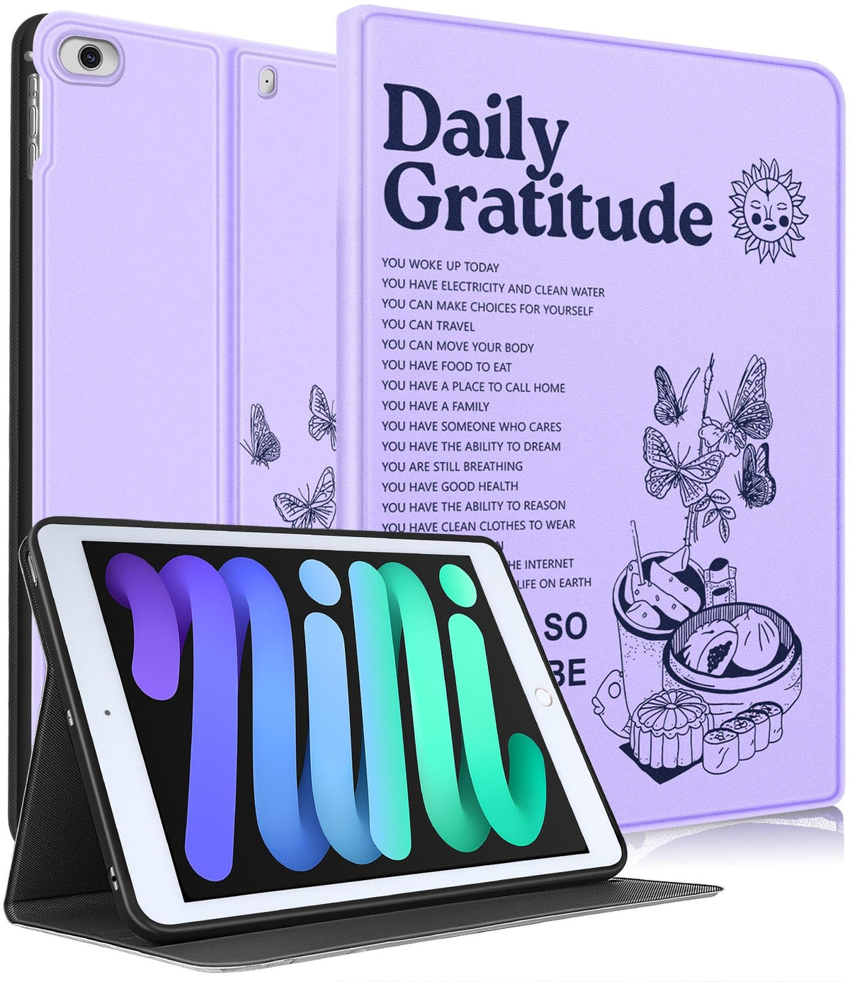 Uppuppy For Apple Ipad Mini 5/4/3/2/1 Case, For Ipad Mini 5Th/4Th/3Rd/2Nd/1St Generation Case Kids Cute Folio Women Girls Butter