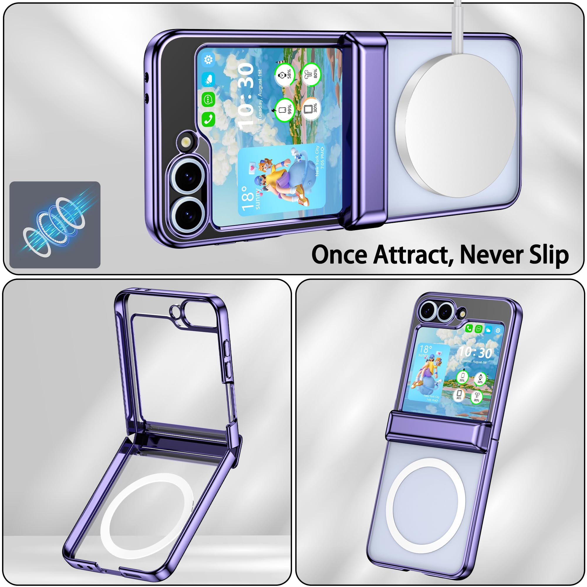 Dakorie Clear Case For Samsung Galaxy Z Flip 6 Case With Screen Protector Magsafe Shockproof Hinge Protection Phone Cover For Ga