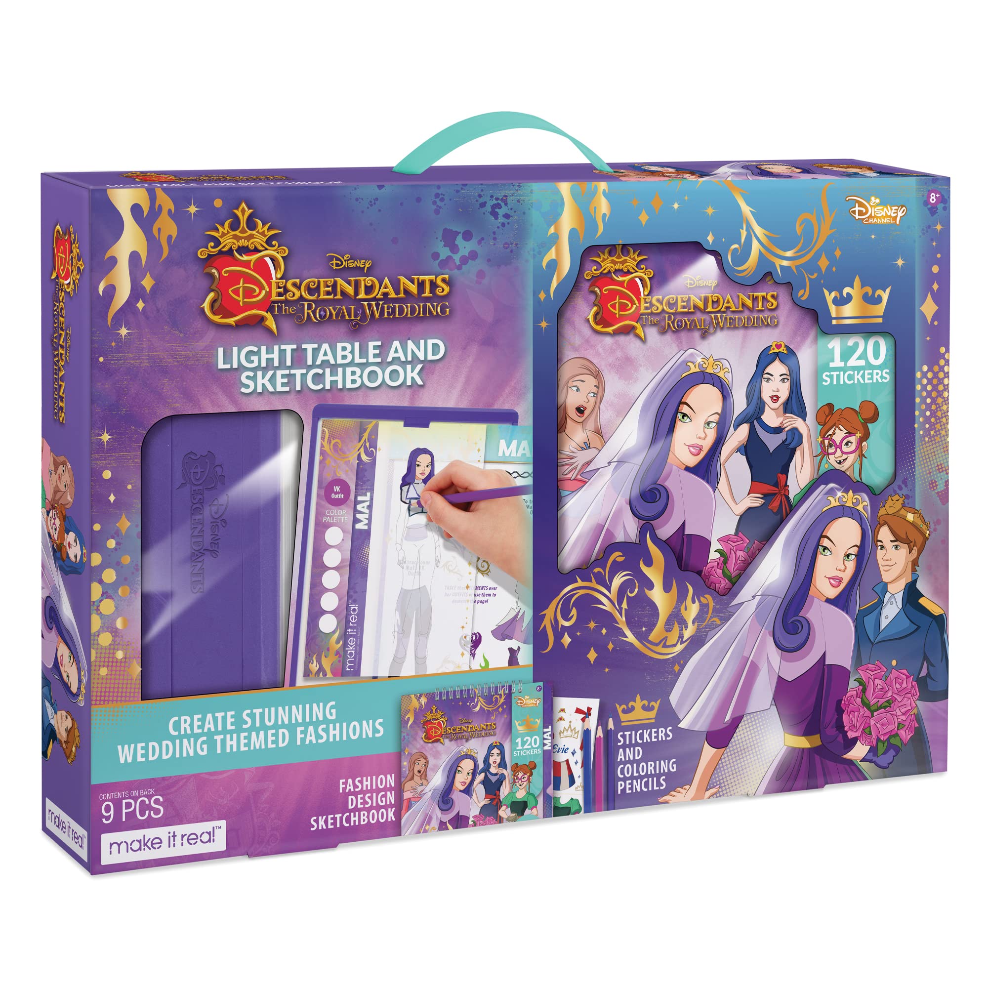 Make It Real - Disney Descendants Royal Wedding Sketchbook with Tracing Light Table. Fashion Design Tracing and Drawing Kit for 