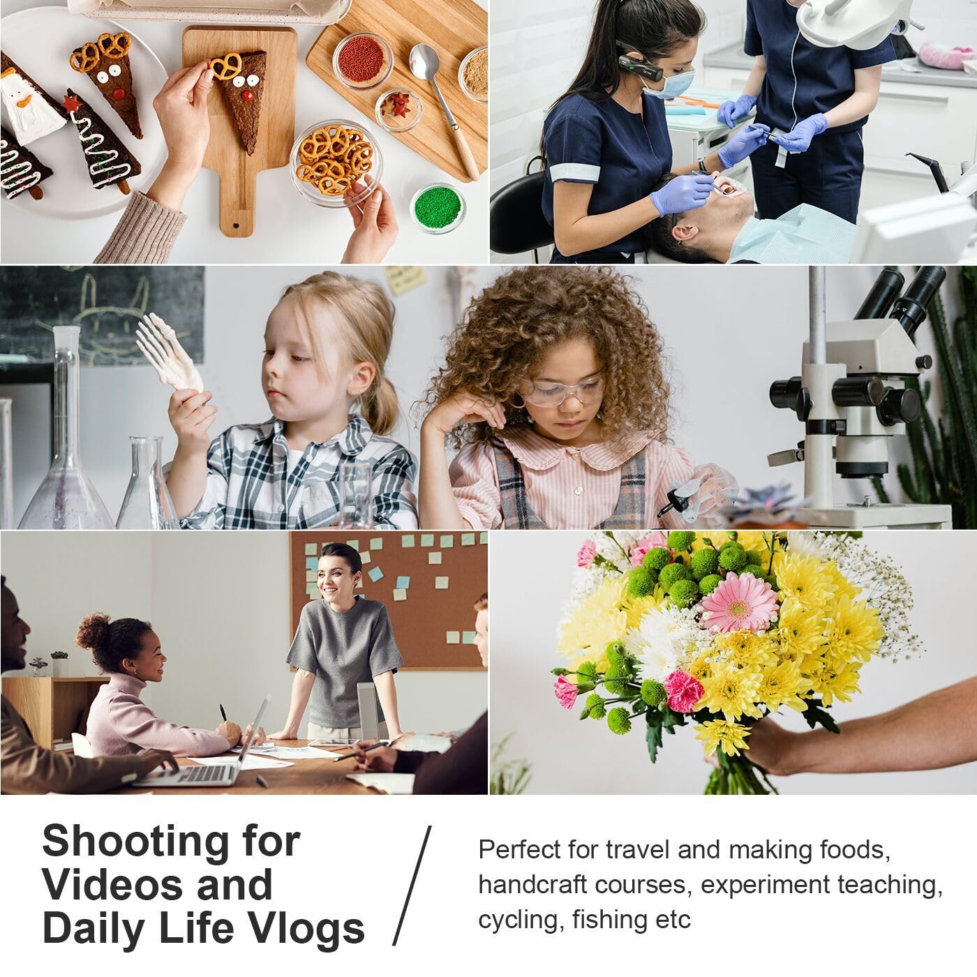 Ordro Ep8 4K Camcorder, Head-Mounted Video Camera For Vlog With 2-Axis Gimbal Stabilizer, 60Fps Vlog Hands Free Wearable Camera,