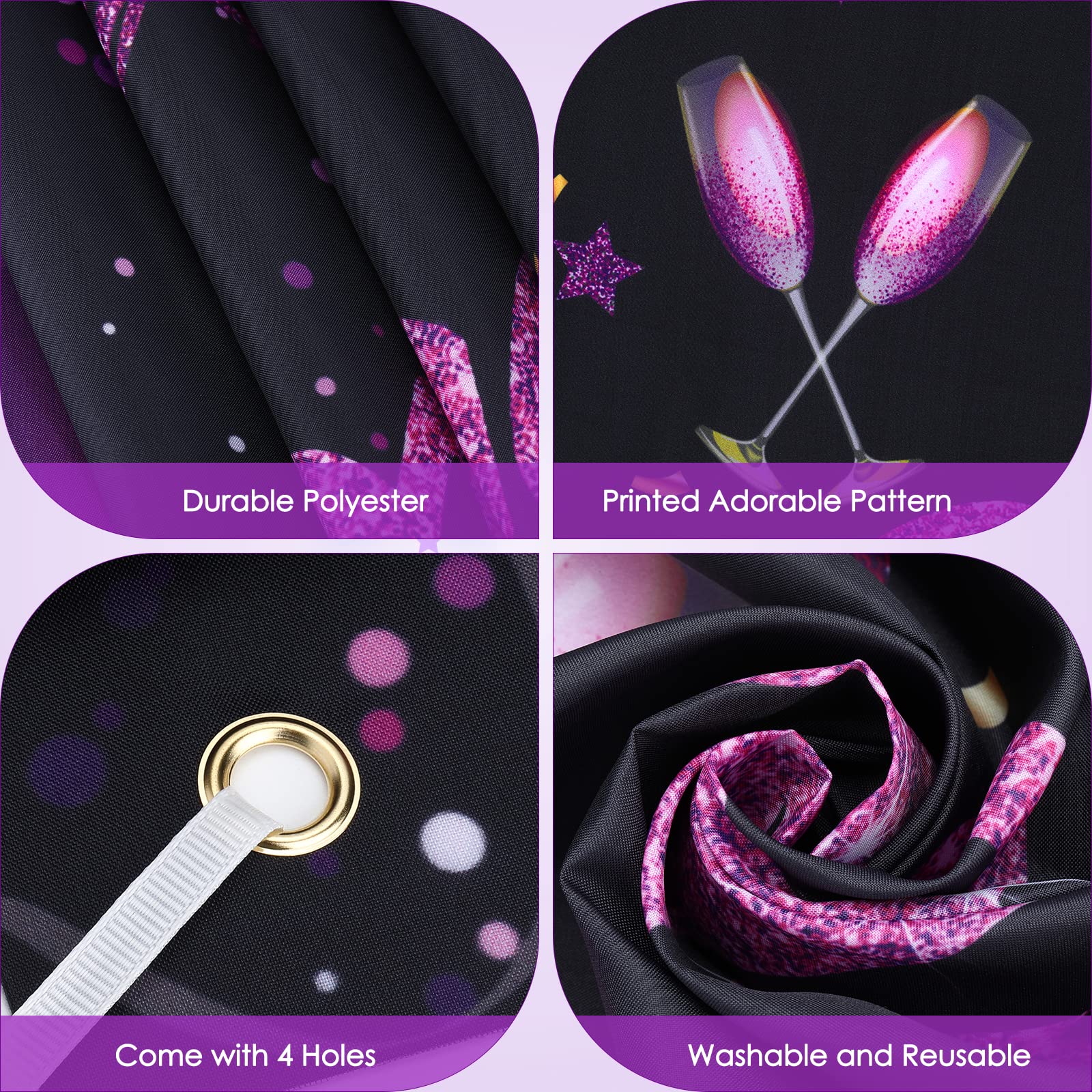 Purple Happy Birthday Banner Purple Black Gold Birthday Party Decorations Large Purple Birthday Sign Shiny Purple Black Birthday