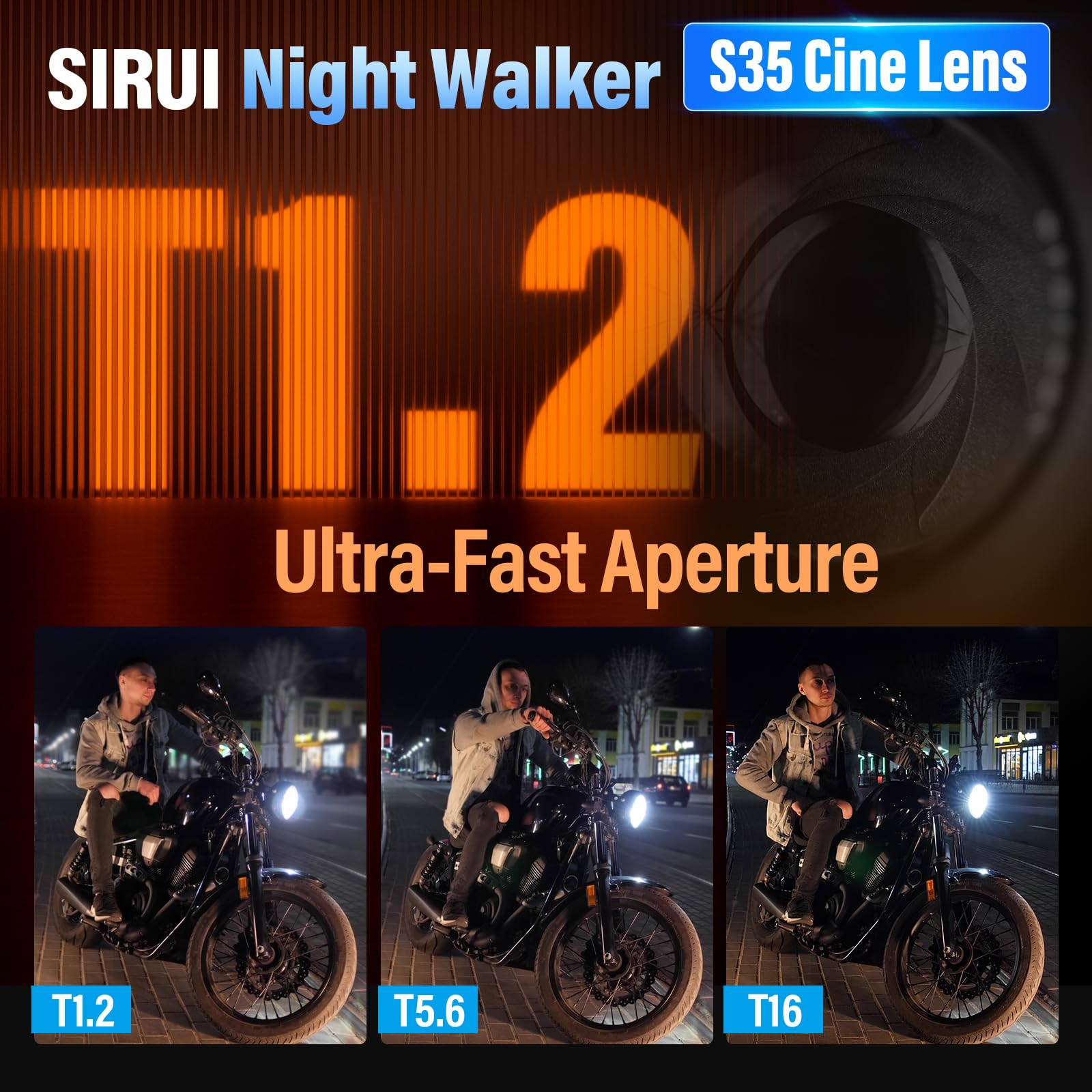 Sirui Night Walker T1.2 S35 Cine Lens Set, 16Mm, 24Mm, 35Mm, 55Mm, 75Mm Large Aperture Manual Focus Lens (E Mount, Metal Grey)