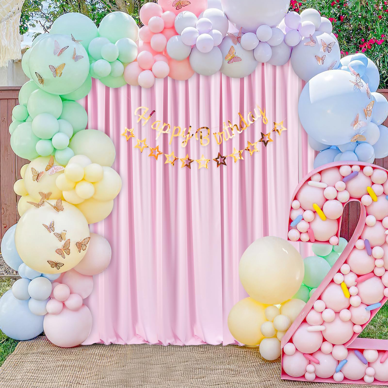 Mokohouse 10Ft X 8Ft Pink Backdrop For Parties Blush Pink Backdrop Drape For Birthday Light Pink Backdrop 2 Panels 5Ft X 8Ft