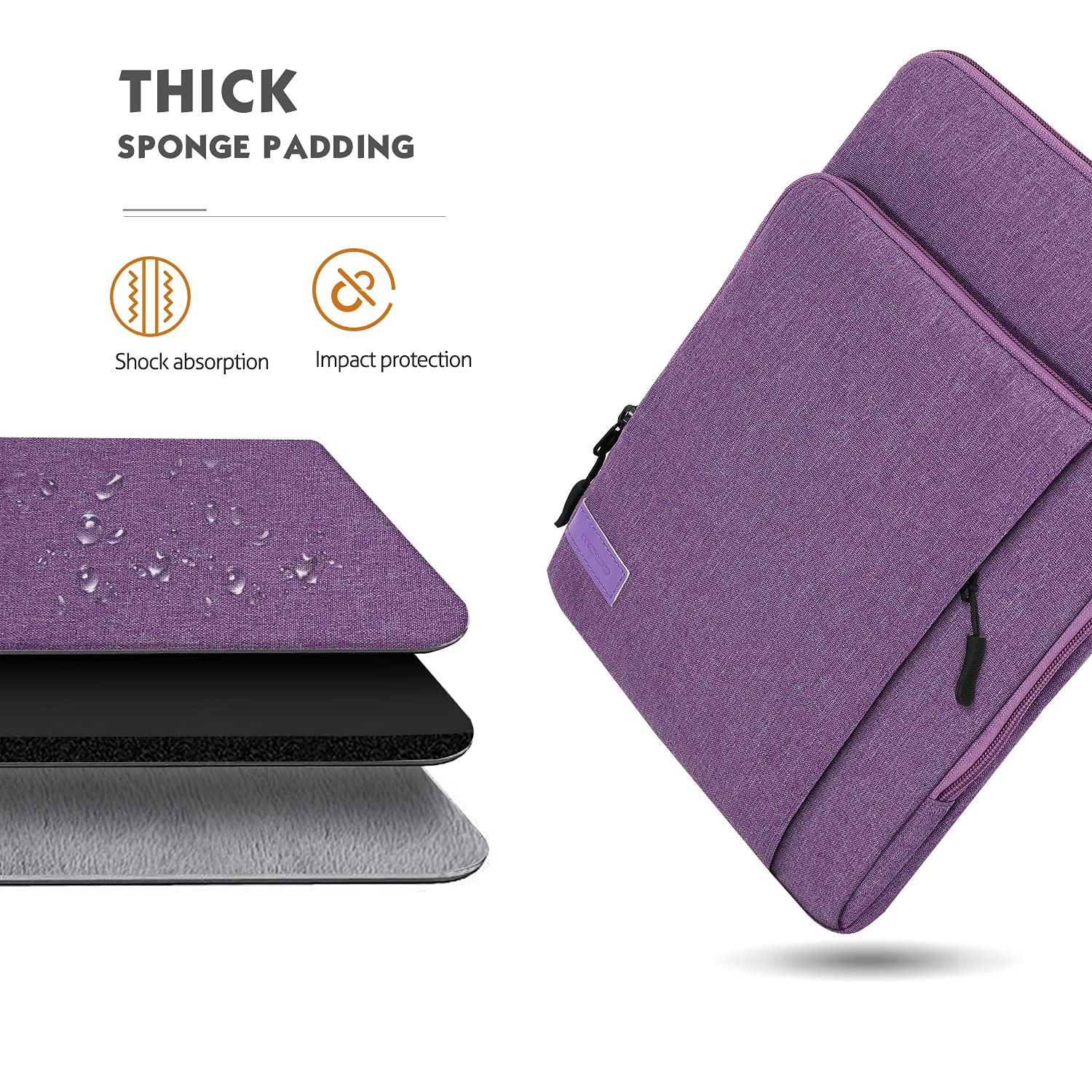 MoKo Laptop Sleeve Bag for 13.3 14 Inch, Notebook Carrying Case with Pocket Fits New MacBook Pro M3/M2 14' /13' M2/M1 Pro/M1 Max 14.2 2023 2021/Air 13.6' M2 2022, Surface Pro 9/8 13', Purple