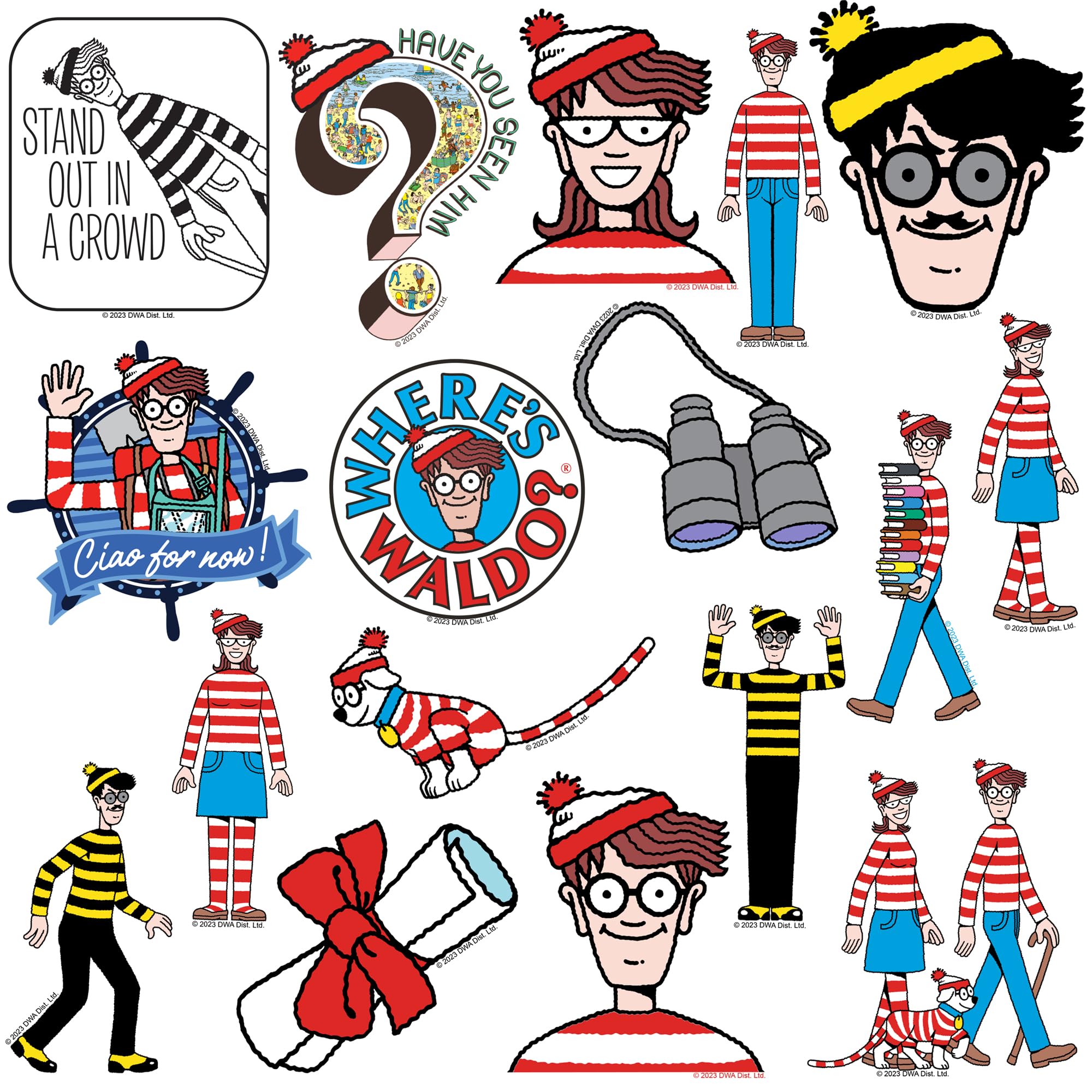 Where'S Waldo 50Ct Vinyl Large Deluxe Stickers Variety Pack   Laptop, Water Bottle, Scrapbooking, Tablet, Skateboard, Indoor/Out