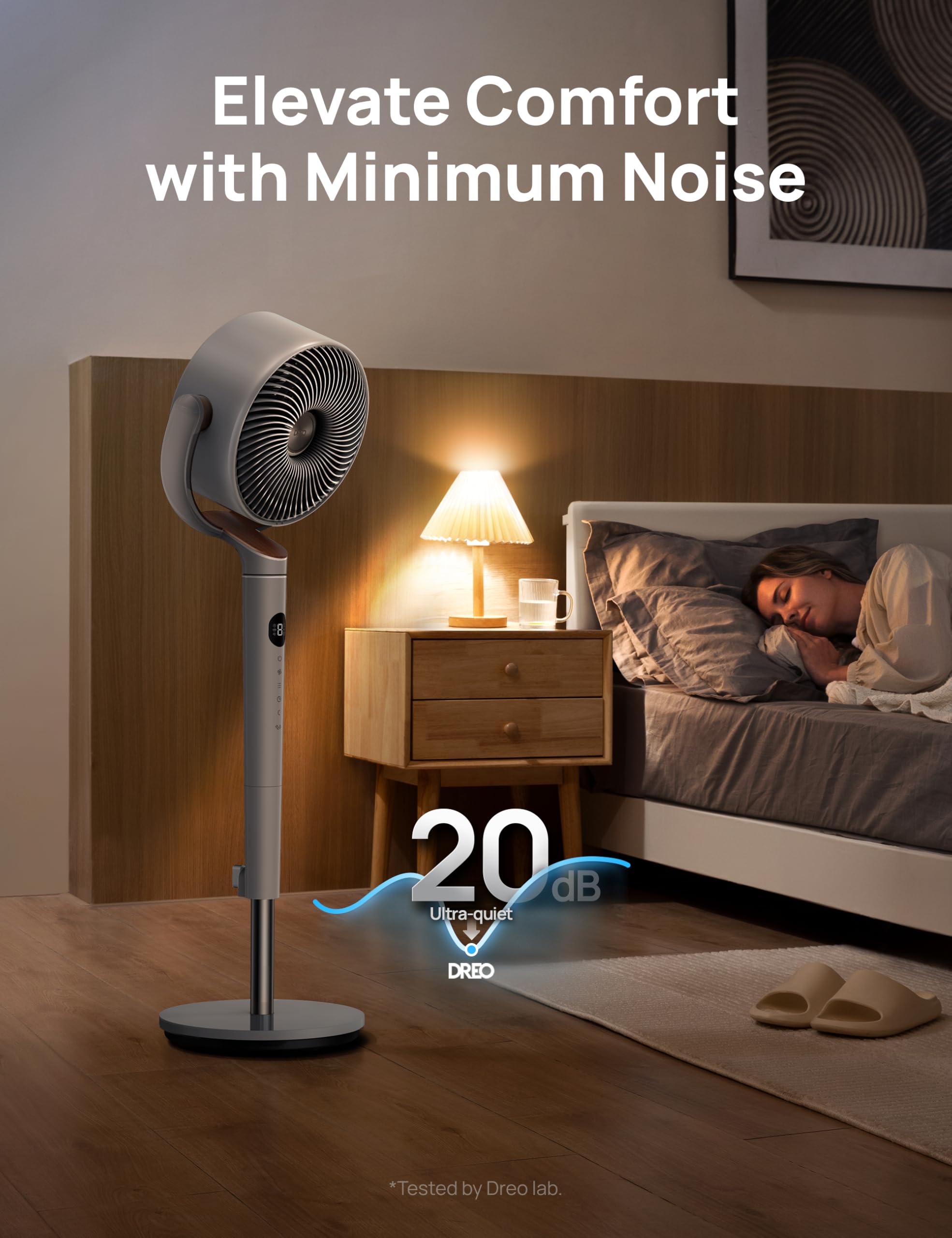 Dreo Fan For Bedroom, 120 Oscillating Standing Fan, Quiet Floor Fan With Dc Motor, Pedestal Fan For Room, 8 Speeds, 3 Modes, 20D