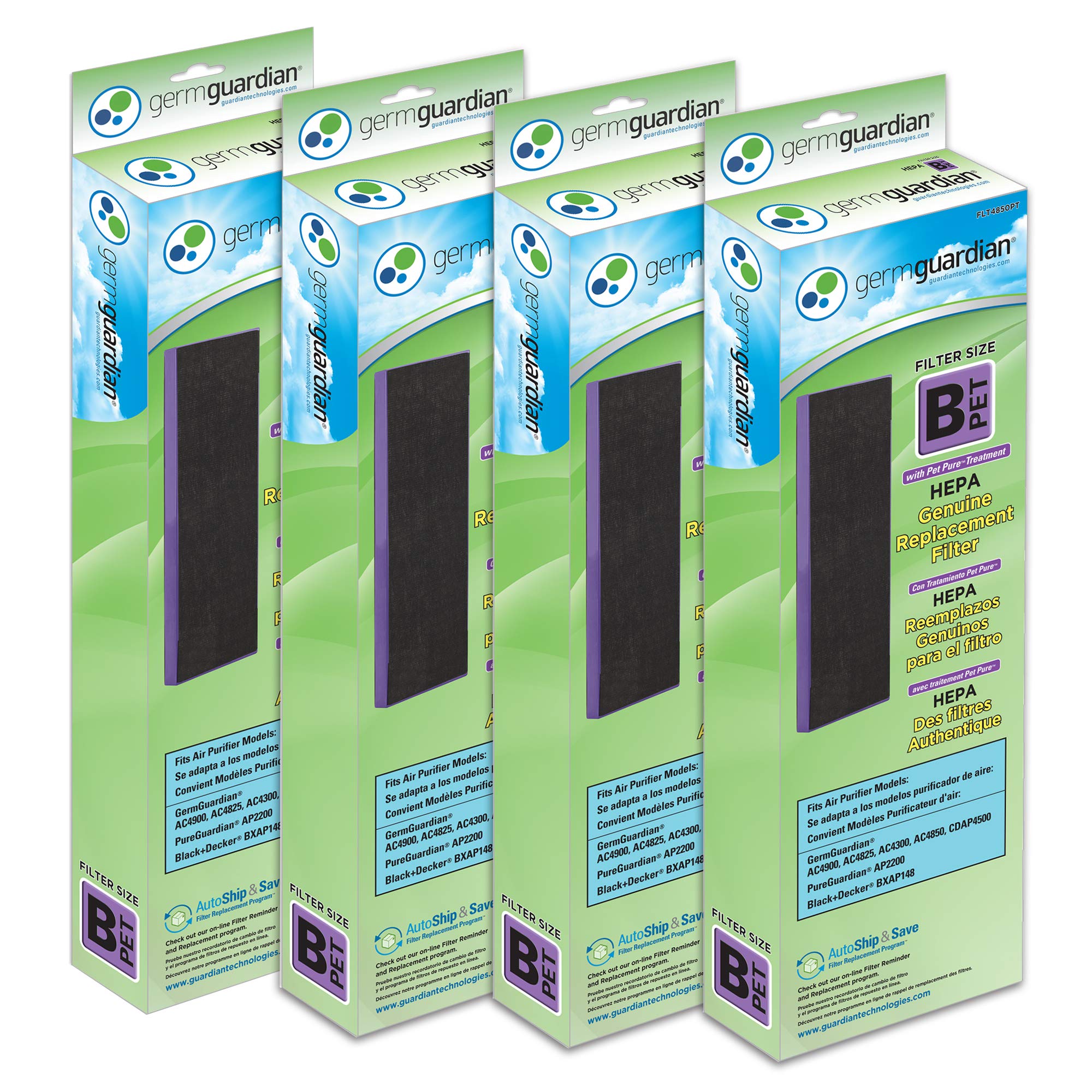 Germguardian Filter B Pet Pure Hepa Genuine Replacement Filter, Removes 99.97% Of Pollutants For Ac4825, Ac4820, Ac4850, Ac4870,