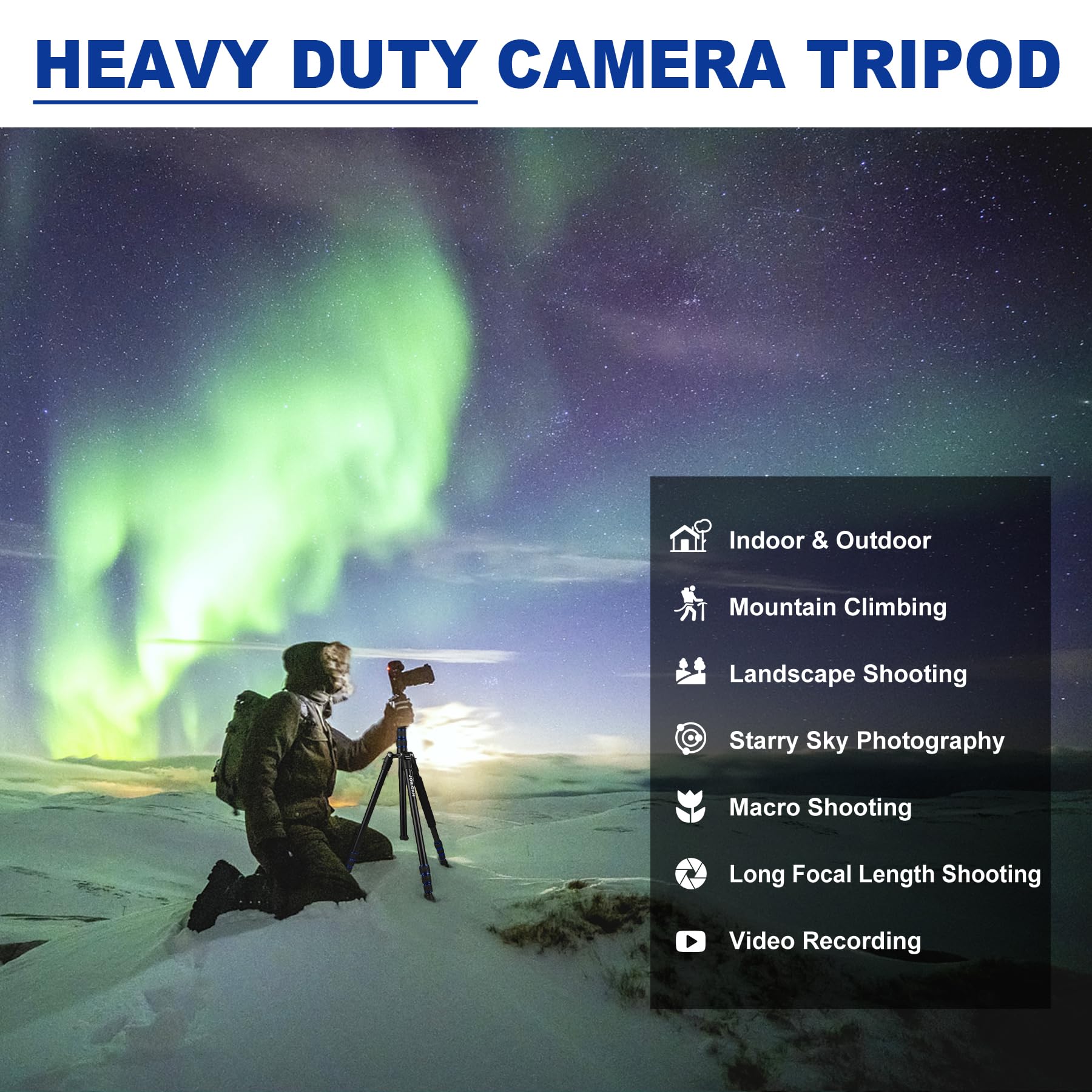 80/85 Inches Heavy Duty Tripod For Camera And Phone, 85' Camera Monopod Tripod, Dslr Binoculars Spotting Scope Camcorders Video Tripod Stand, 360 Degree Ball Head, 35 Lbs Loads