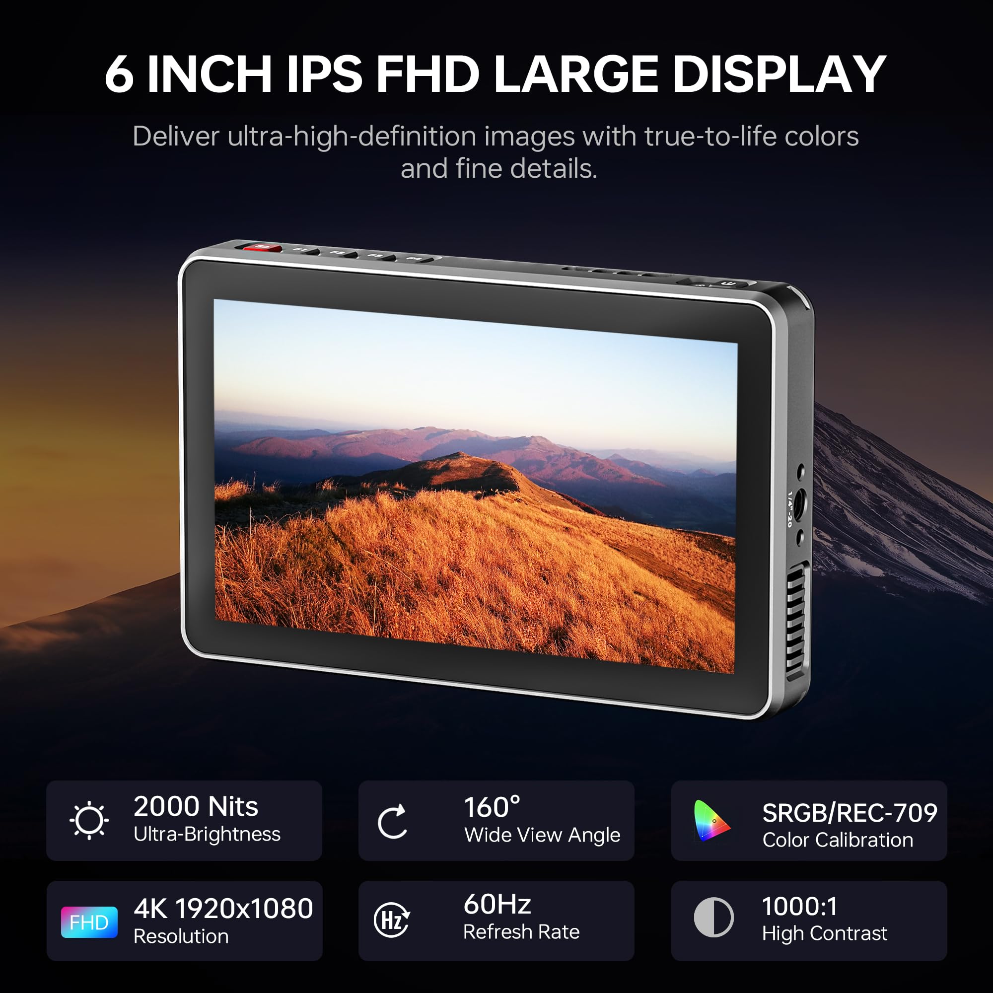 Viltrox Dc-X3 2000Nits Camera Field Monitor Touchscreen With 6 Inch Full Hd1920X1080 Ips 4K Hdmi/3G-Sdi Loop In/Out,3D Luts Peak