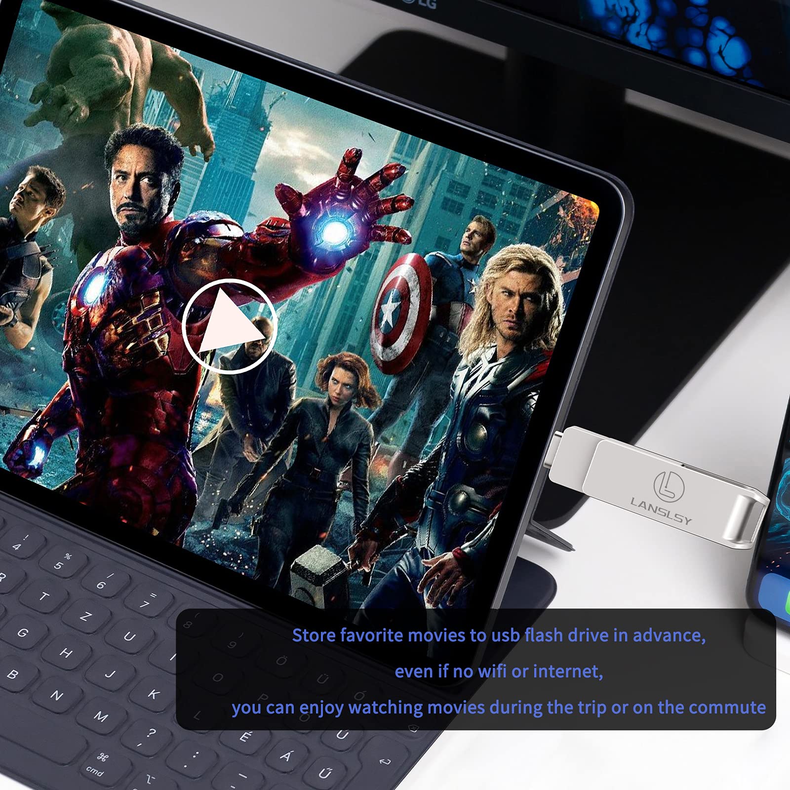 Lanslsy 256Gb Flash Drive For Phone Photo Stick,Phone Flash Drive Usb 3.0 External Storage,3 In 1 Phone Thumb Drive Memory Stick