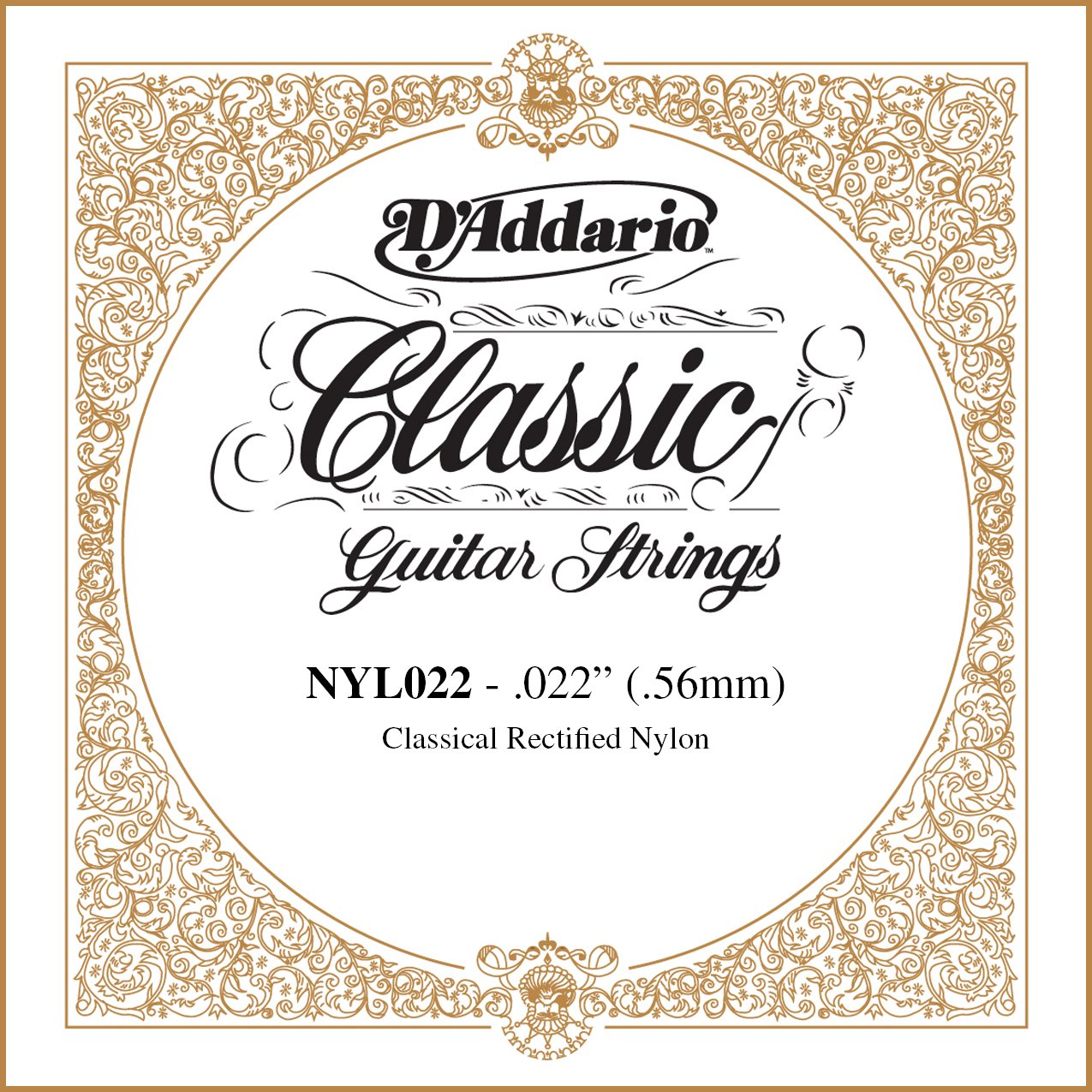 DAddario NYL022 Rectified Nylon Classical Guitar Single String,.022
