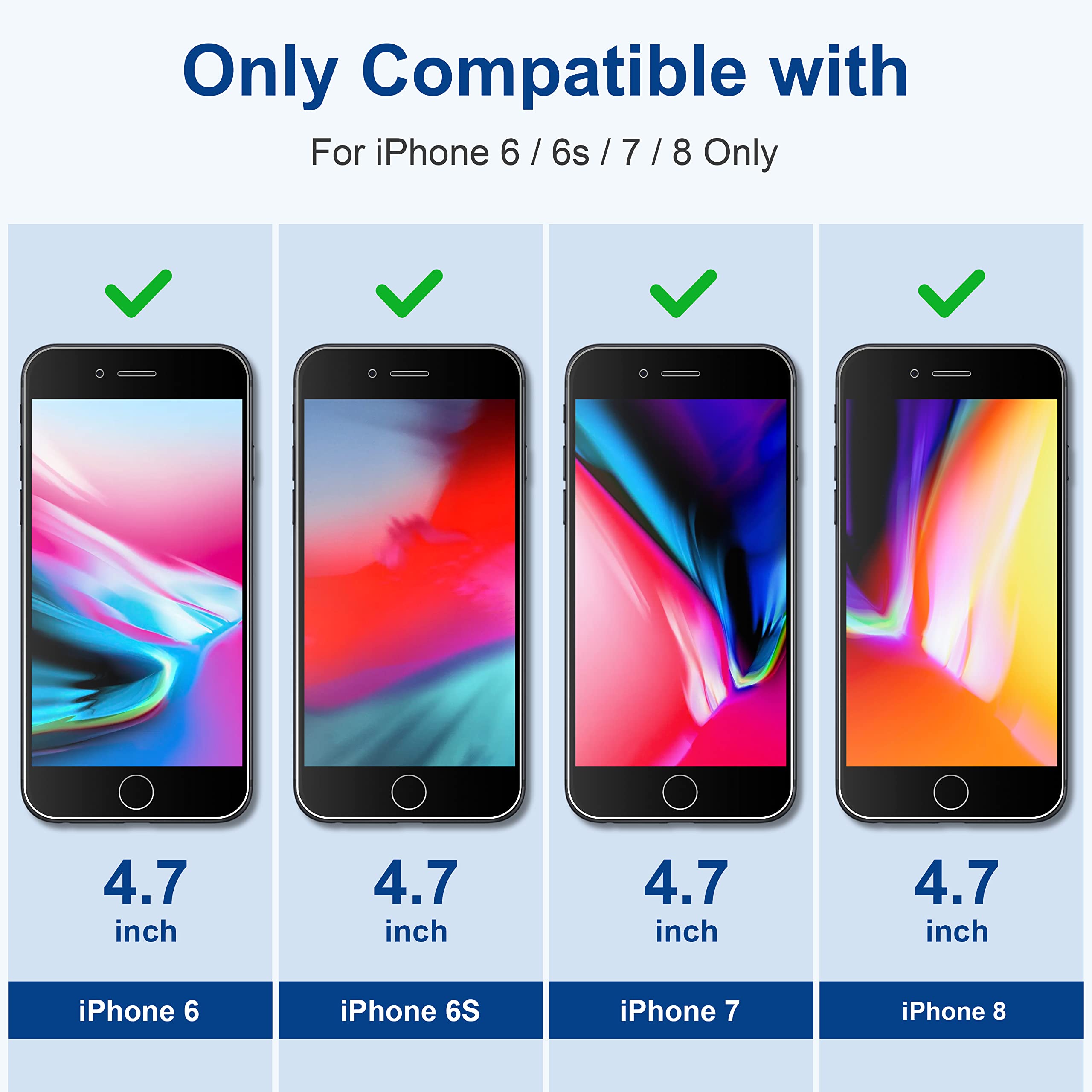 Impactstrong Shatterproof Tempered Glass Screen Protector For Iphone 8/7 / 6S / 6 [Easy Installation Frame] [Bubble Free] [9H Ha