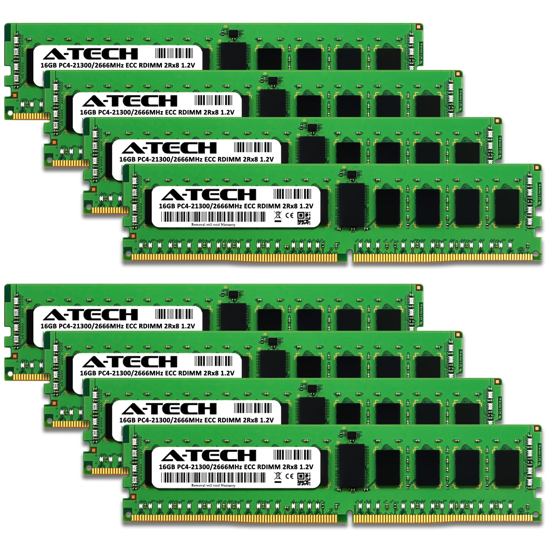 A Tech 128Gb Kit (8X16Gb) Ddr4 2666Mhz Pc4 21300 Ecc Rdimm 2Rx8 1.2V Dual Rank Ecc Registered Dimm 288 Pin Server & Workstation