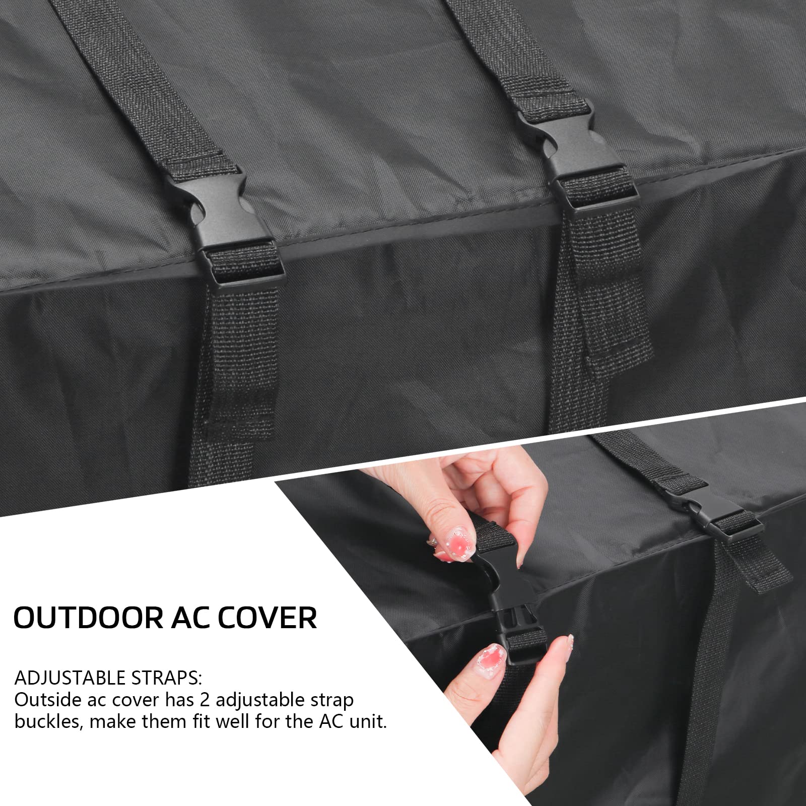 2 Pack Indoor Outdoor Window Air Conditioner Cover Adjustable Window Ac Unit Cover With Drawstring Double Insulation 25''X17''X3