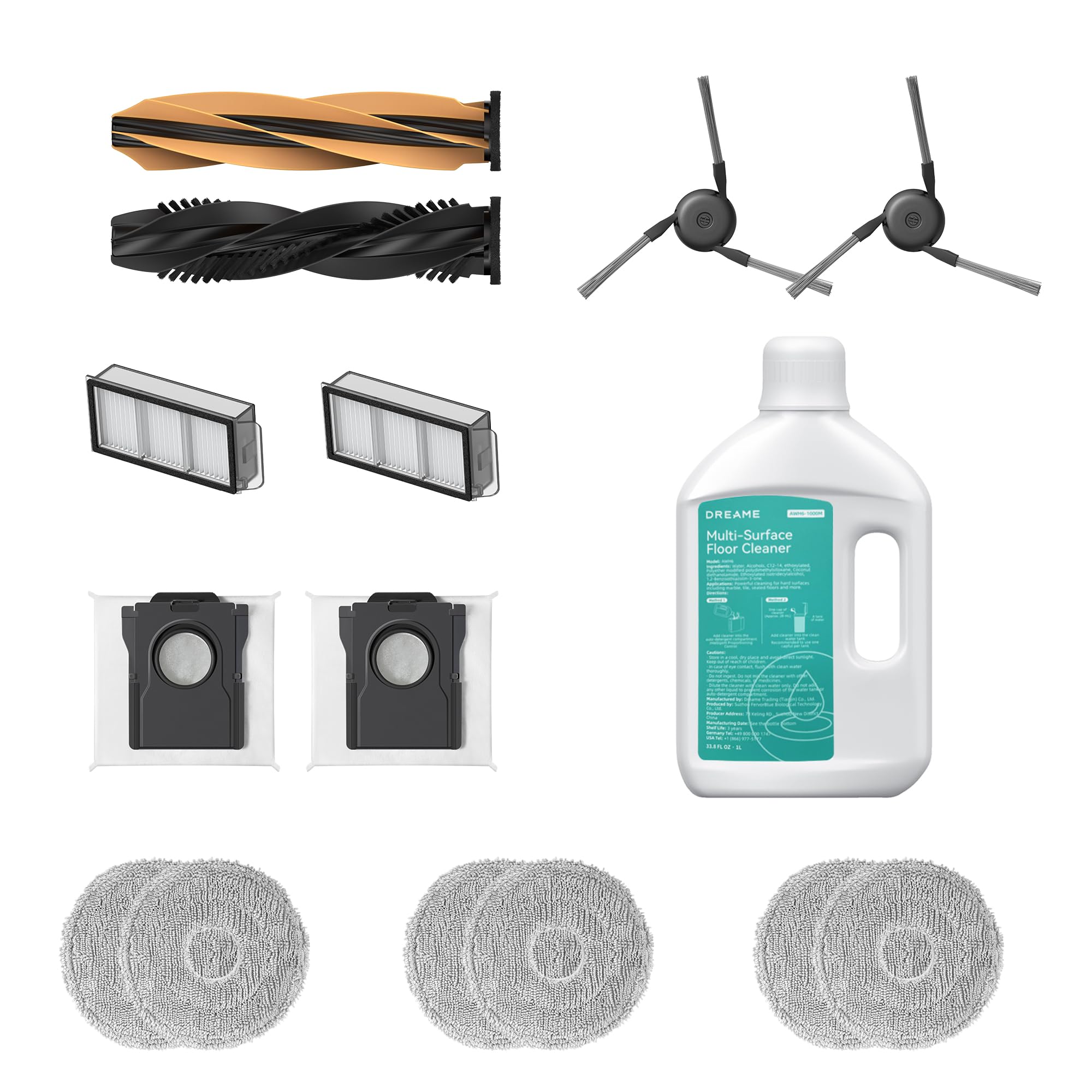 dreame Robot Vacuum Accessories Kit Compatible with X50 Ultra / L50 Ultra/L40s Ultra (Detangling DuoBrush*1, Side Brush*2, Dust 