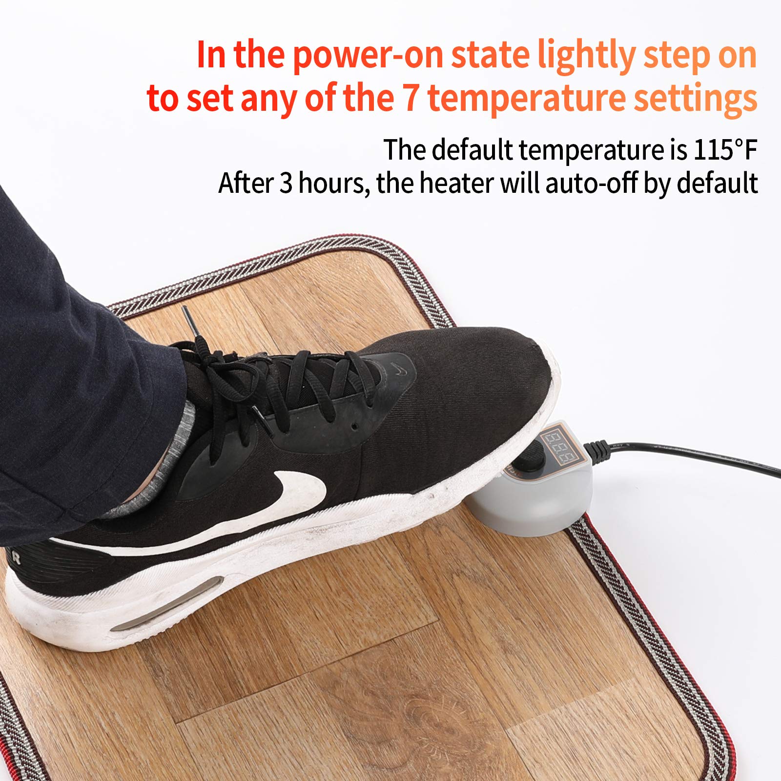 Tishijie Electric Heated Floor Mats   Ac 110V Foot Heater, Heated Foot Warmer Mat Under Desk For Office And Home