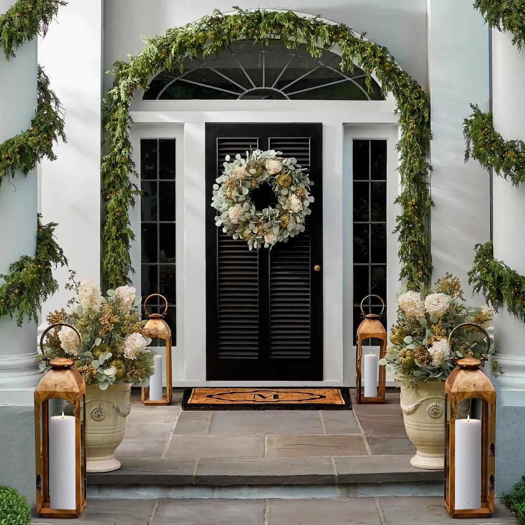 Zevanor 4'' X 14'' Flameless Led Waterproof Remote Pillar Candles, Timer Battery Operated Flickering Large Plastic White Outdoor