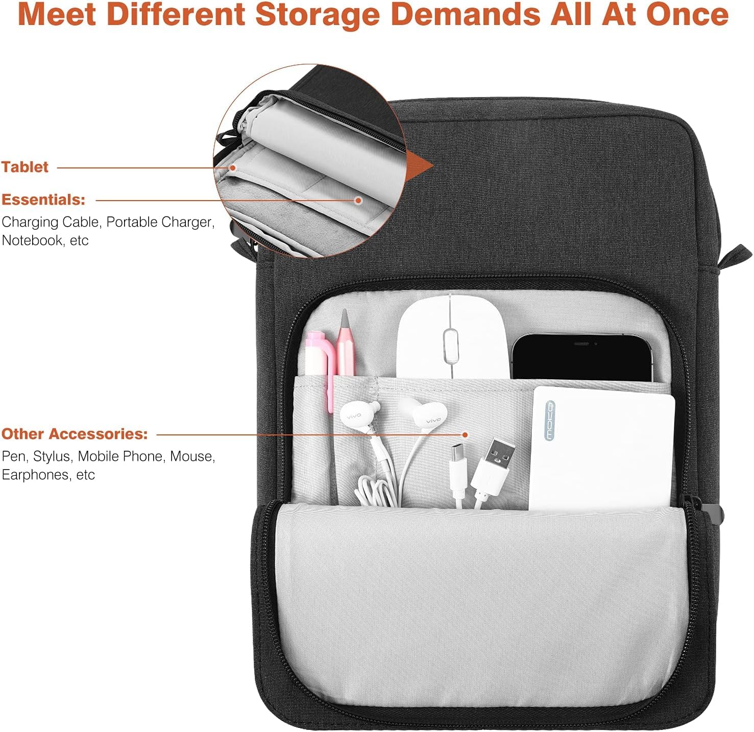 Dadanism 9-11 Inch Tablet Sleeve Bag Carrying Case With Shoulder Strap For Ipad (A16) 11, Ipad 10Th Gen 10.9 Air 5/4, I-Pad Air/