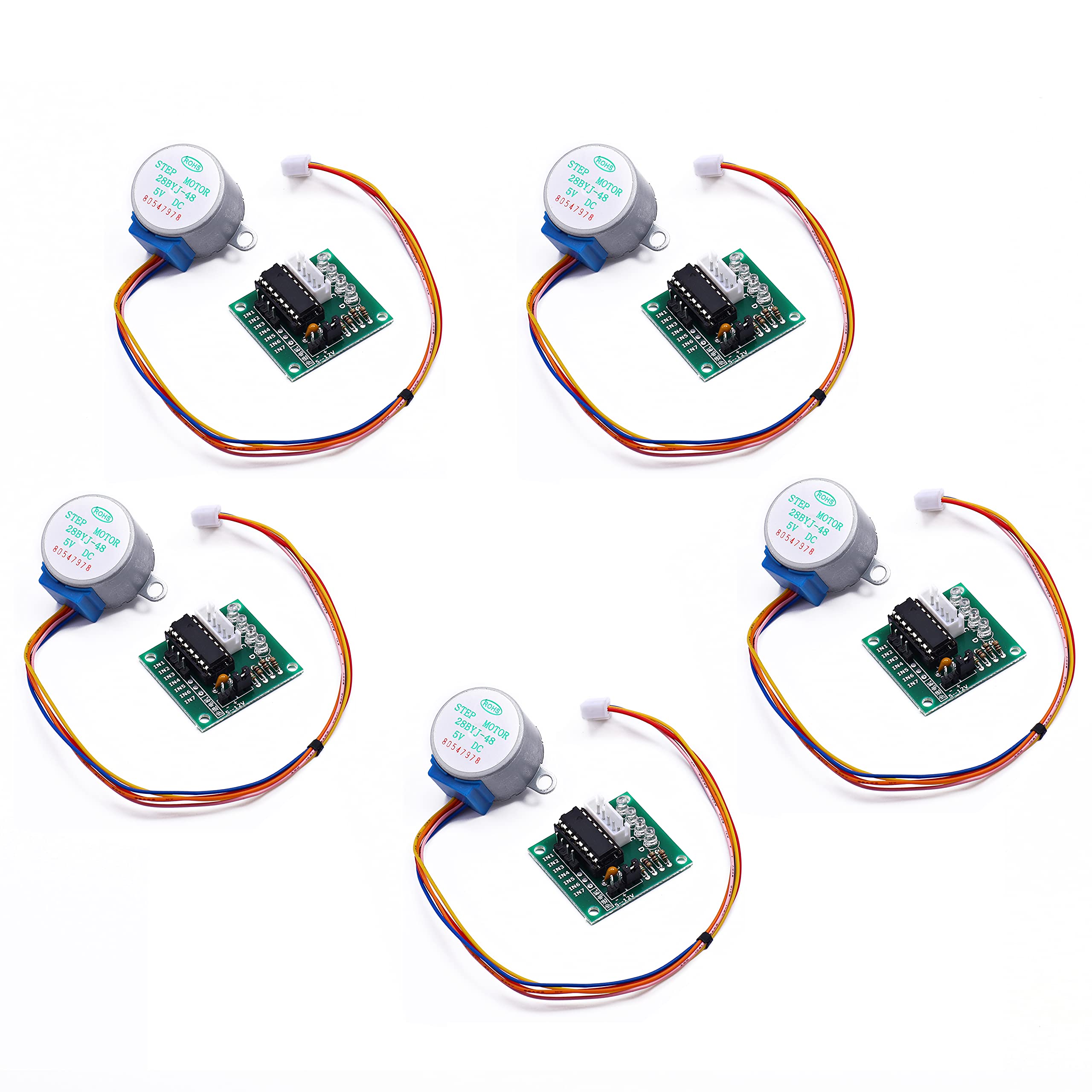 Teyleten Robot 5pcs ULN2003 28BYJ 48 5V 4-Phase Stepper Motor with 5V Stepper Drive Board for Arduino PI PIC Raspberry Pi