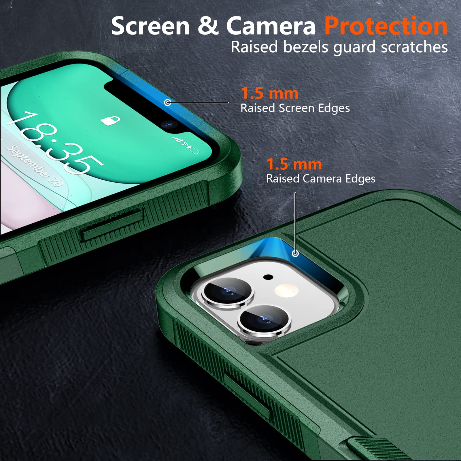 Spidercase Shockproof For Iphone 11 Case,[10 Ft Military Grade Drop Protection],With 2 Pcs[Tempered Glass Screen Protector+Camer