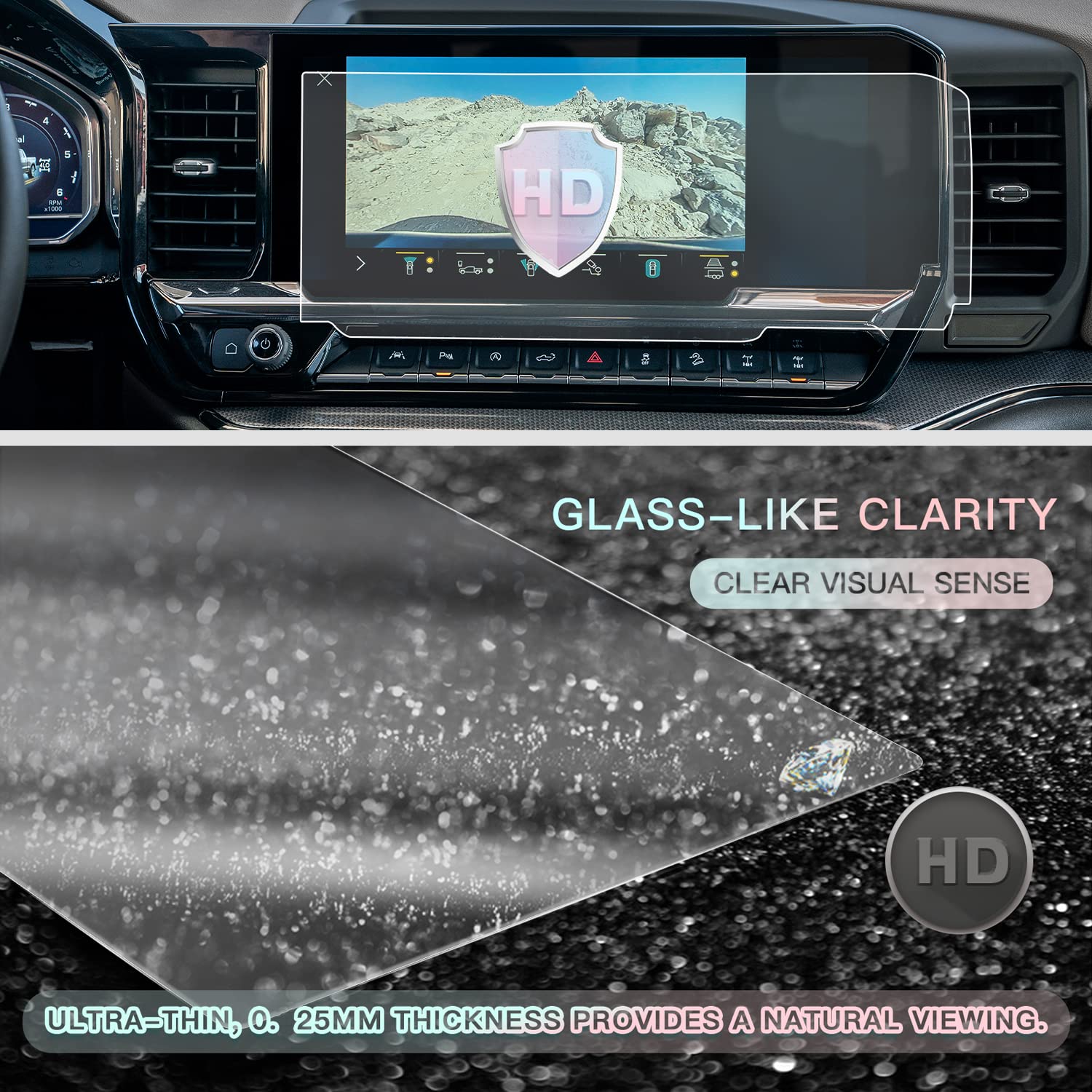 Cdefg 2Pcs 2022 2025 Silverado 13.4In Screen Protector For Chevy 2024 Silverado 1500 2025 Sierra 1500 2500Hd 3500Hd Touch Screen Protector Display