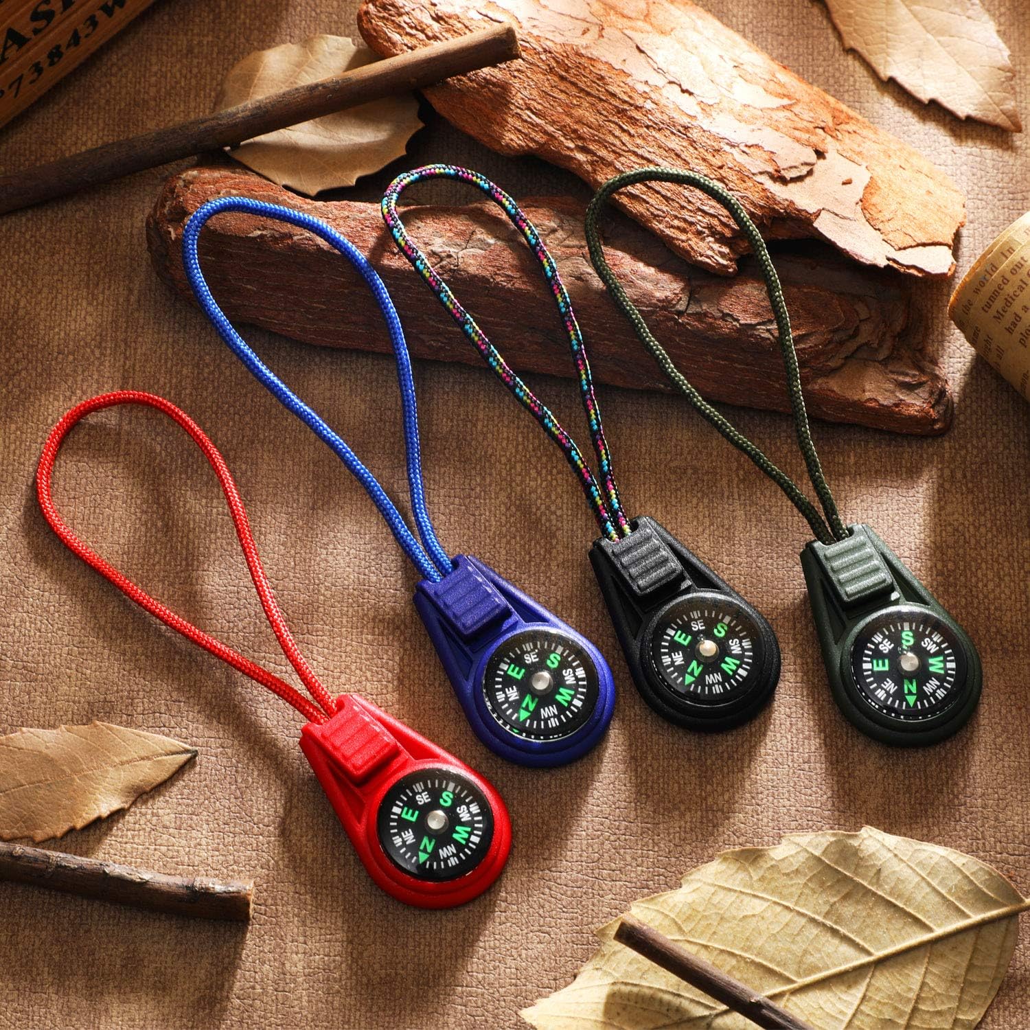 18 Pieces Multi-Color Mini Survival Compass Outdoor Camping Hiking Pocket Compass Liquid Filled Mini Compbum On Cord For Emergen