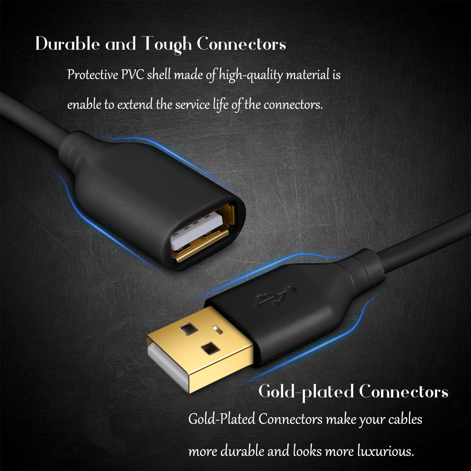 Costyle Usb Extension Cable 10Ft, 2 Pack Usb 2.0 Type A Male To A Female Extension Cord Usb Extender Cable Data Transfer Extended Charging Cable For Usb Lights, Keyboard, Mouse, Printer (Black)