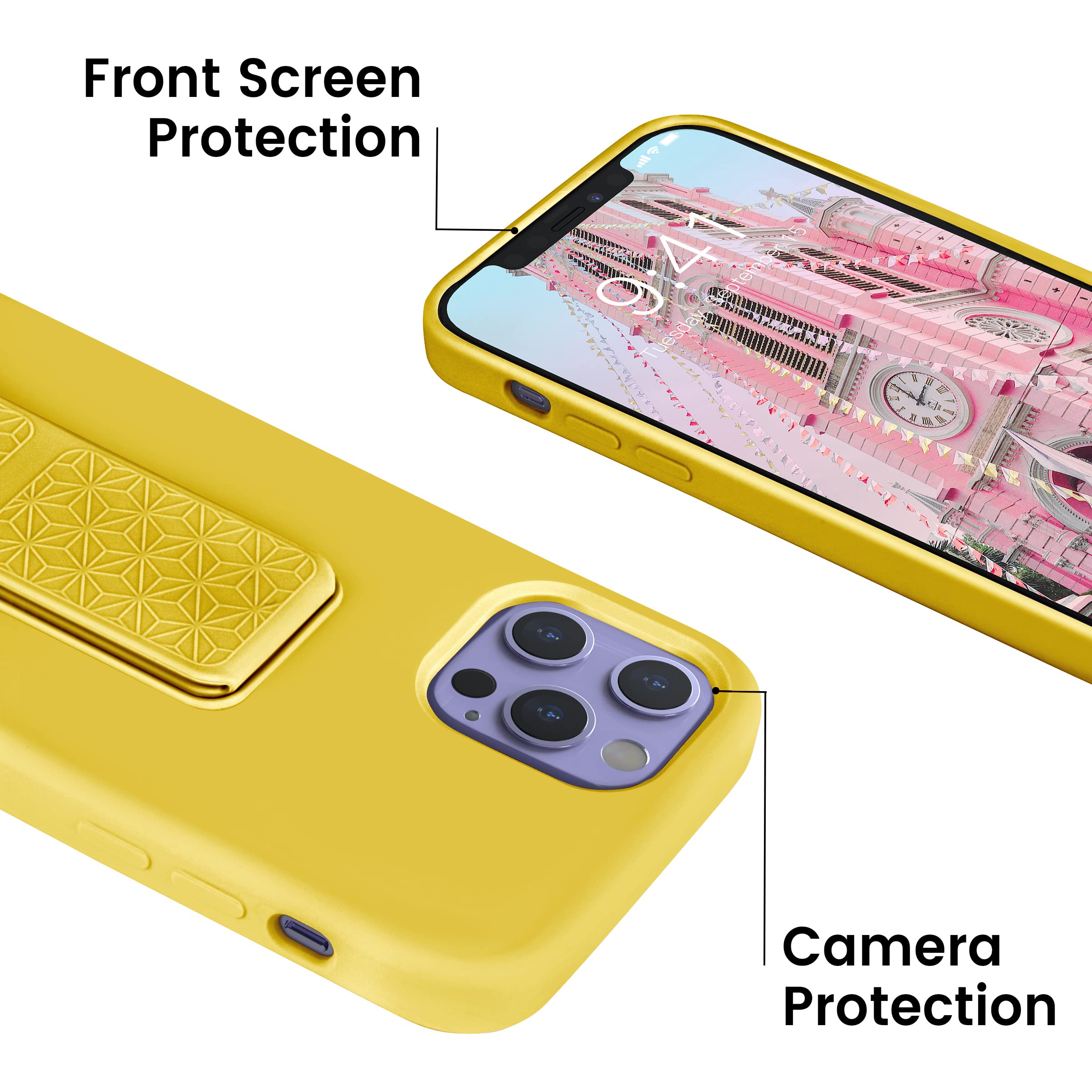 Laudtec Silicone Kickstand Case Compatible With Iphone 12/12 Pro Case Vertical And Horizontal Stand Hand Strap Metal Kickstand,