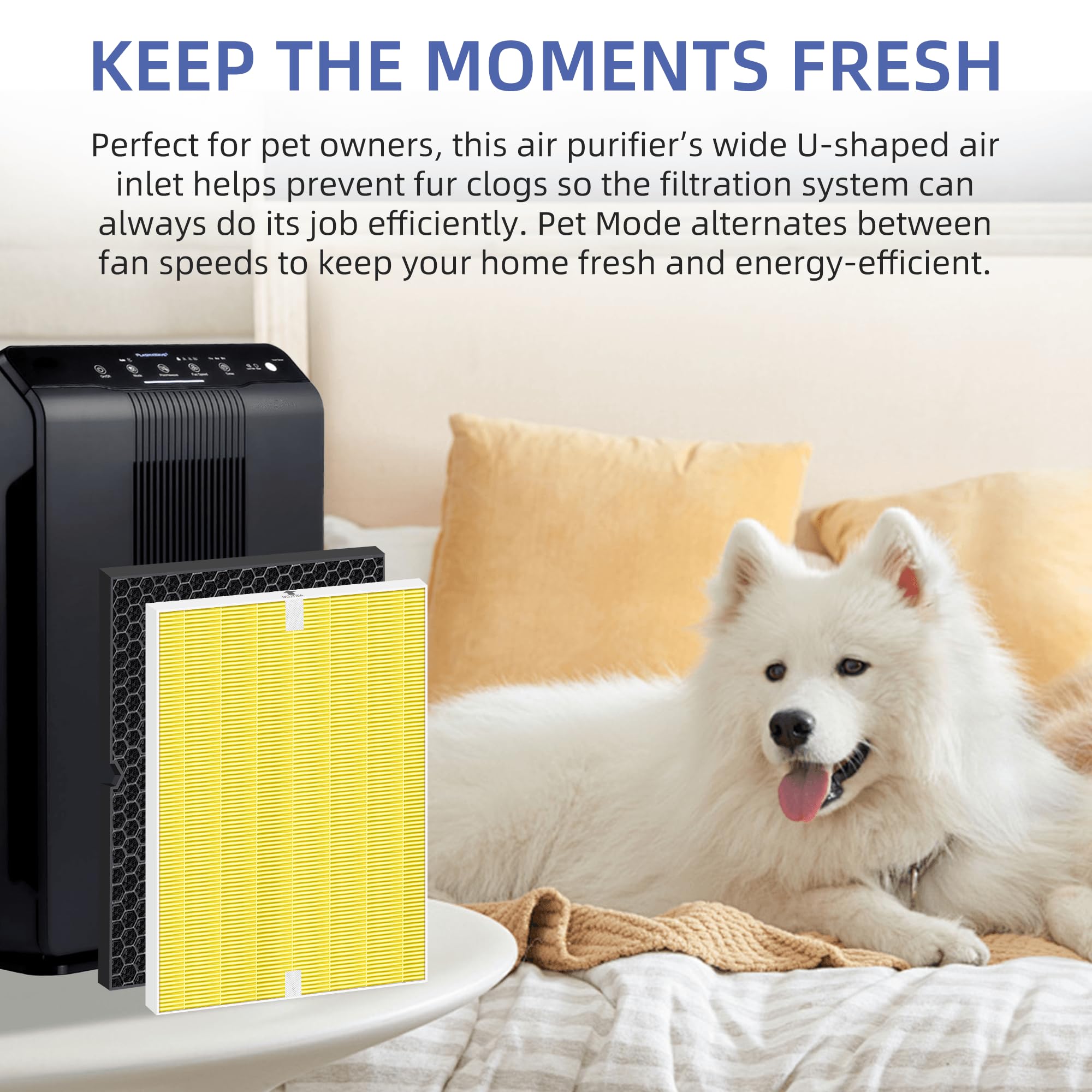 116130 Hepa Pet Care Replacement Filter H For Winix 5500 2 Am80 Plasmawave Air Purifier True Hepa Carbon Filter,2 Set,Yellow