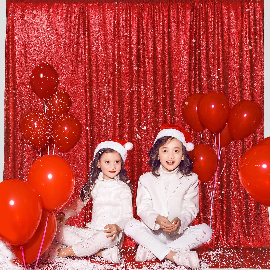 Partydelight Red Sequin Backdrop Photography Christmas Backdrop, 6Ft X 8Ft