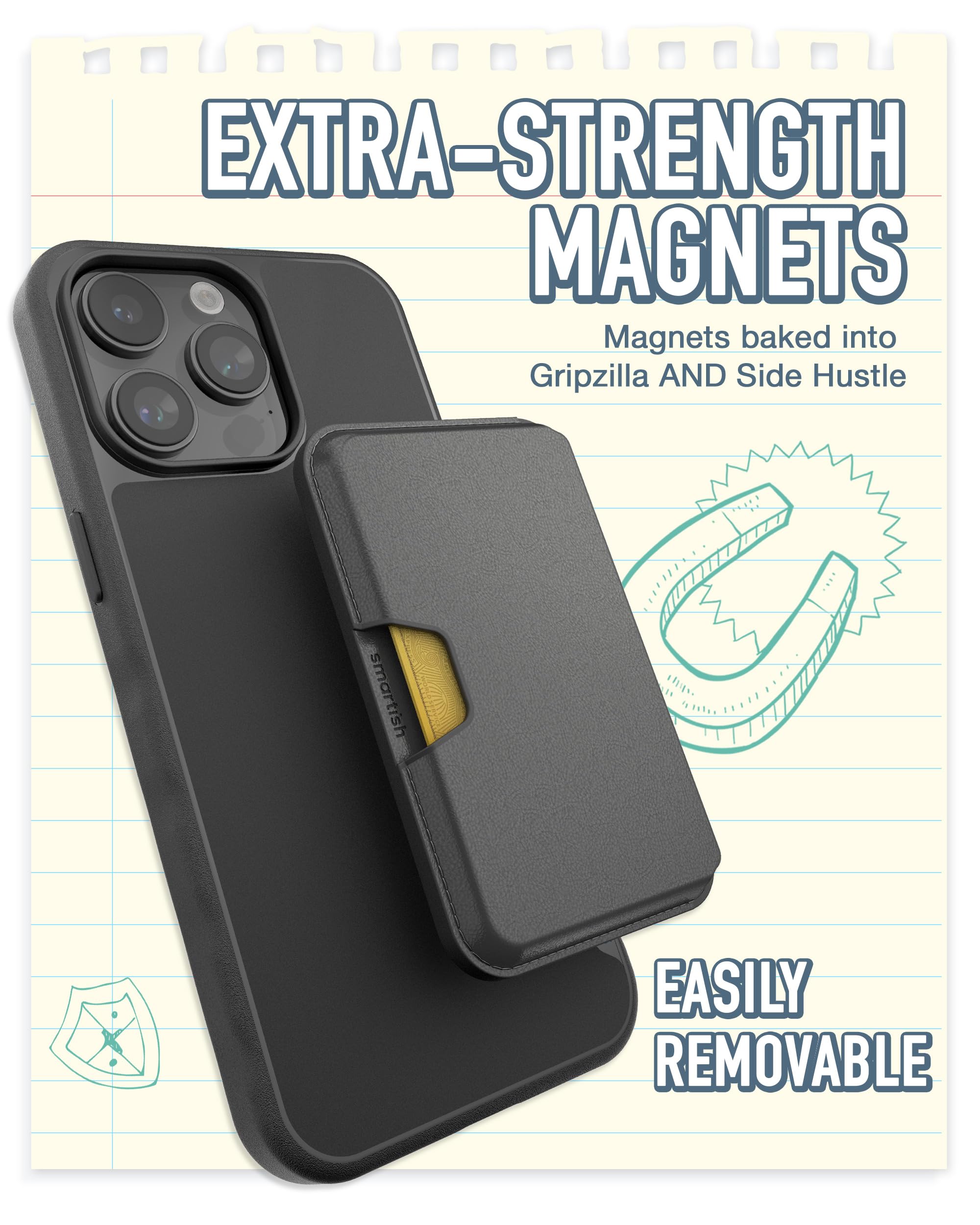 Smartish Iphone 15 Pro Max Slim Case With Wallet For Magsafe Iphones   Gripmunk   Magsafe Compatible Thin Grip Cover + Detachabl