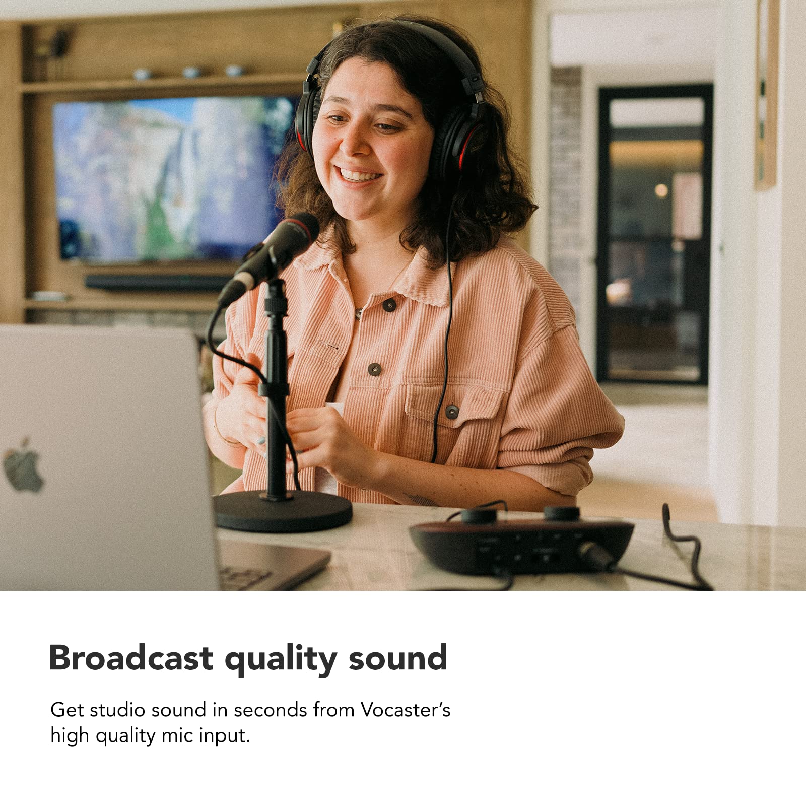 Focusrite Vocaster One   Podcasting Interface For Recording As A Solo Creator. Use Auto Gain, Enhance, And Mute For Easy Podcast