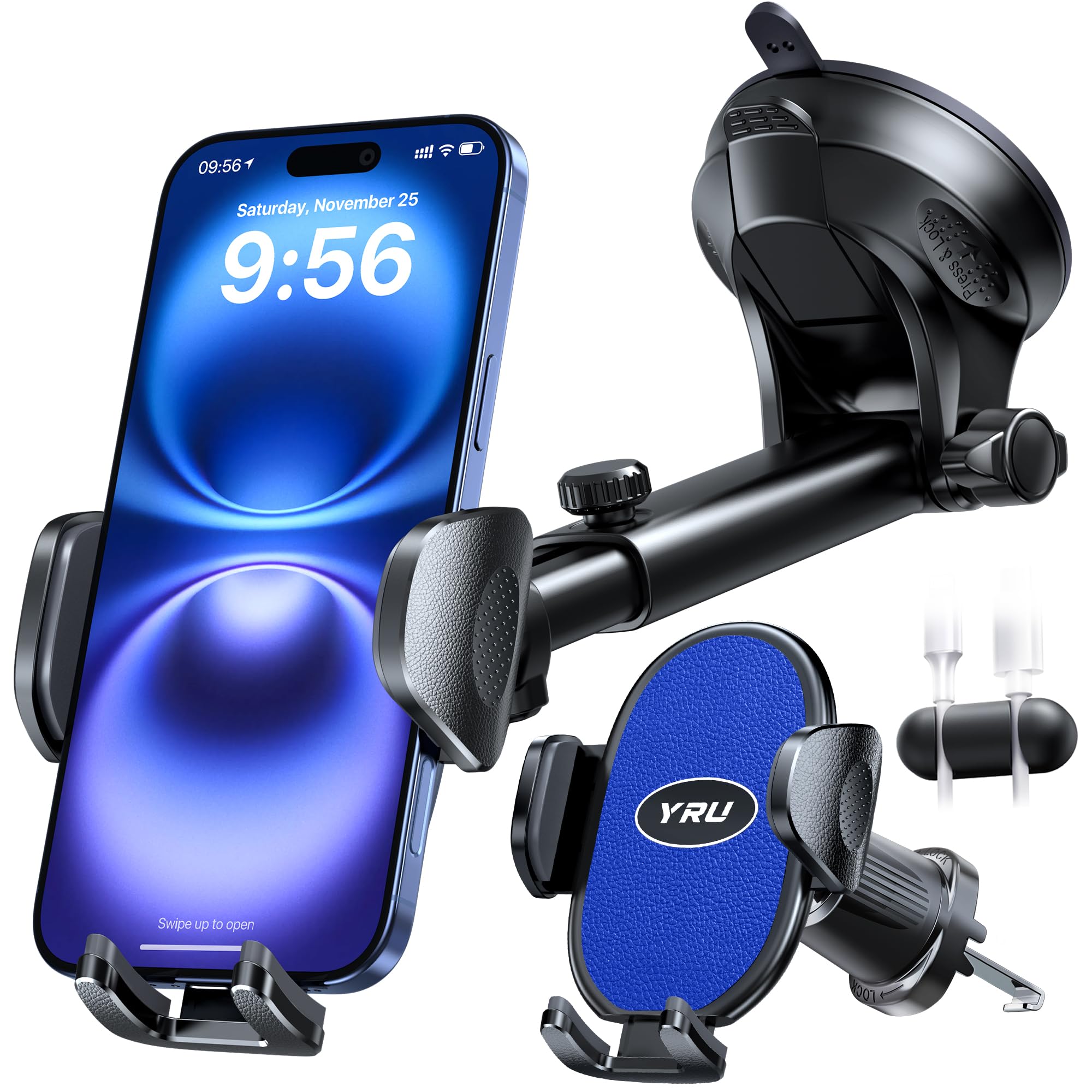 Yru [2025 Upgraded Universal Car Phone Holder Mount? 360 Rotatable&Strong Suction? Cell Phoneholder Car Dashboard Windshield Pho