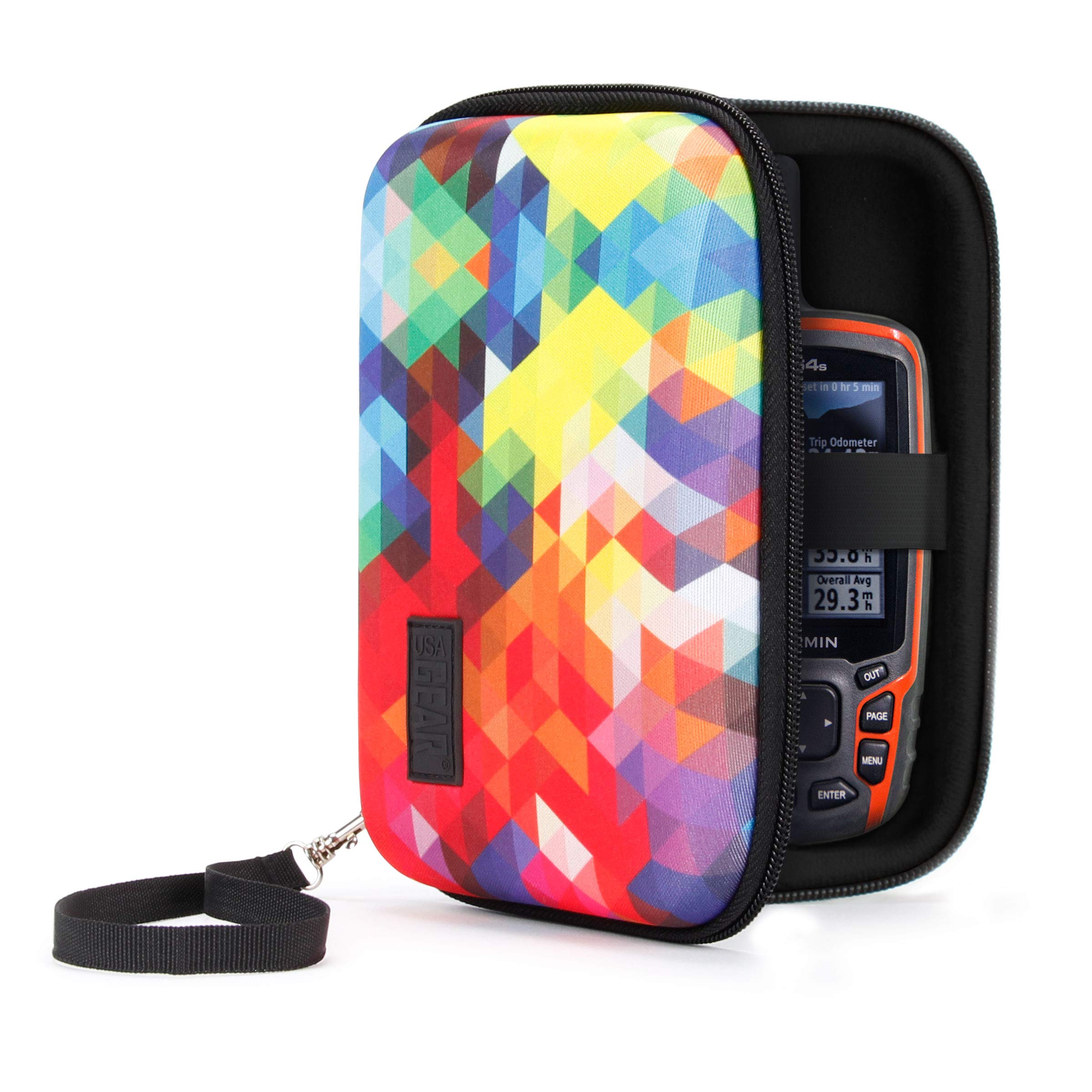 USA GEAR Travel Electronics Organizer - 6.5 Inch Zipper Case with Hard Shell Case Exterior and Accessory Pocket - Charger Organi