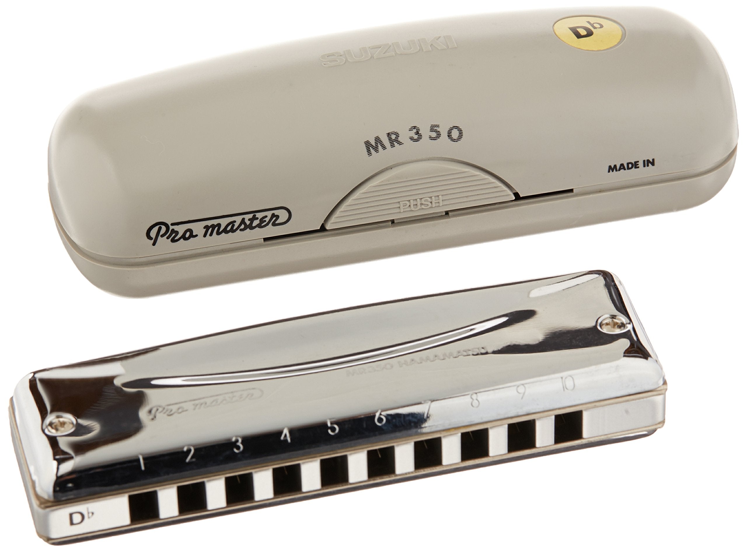 Suzuki Harmonica, Silver With Chrome Plating Promaster Db