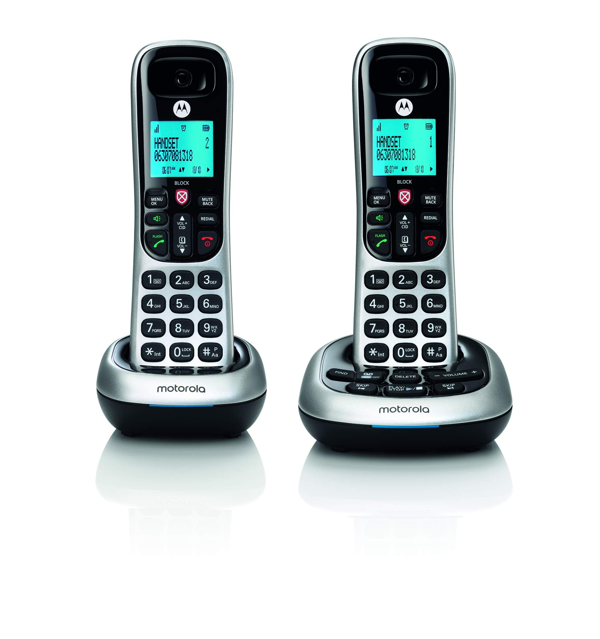Motorola Cd4012 Dect 60 Cordless Phone With Answering Machine And Call Block, Silverblack, 2 Handsets